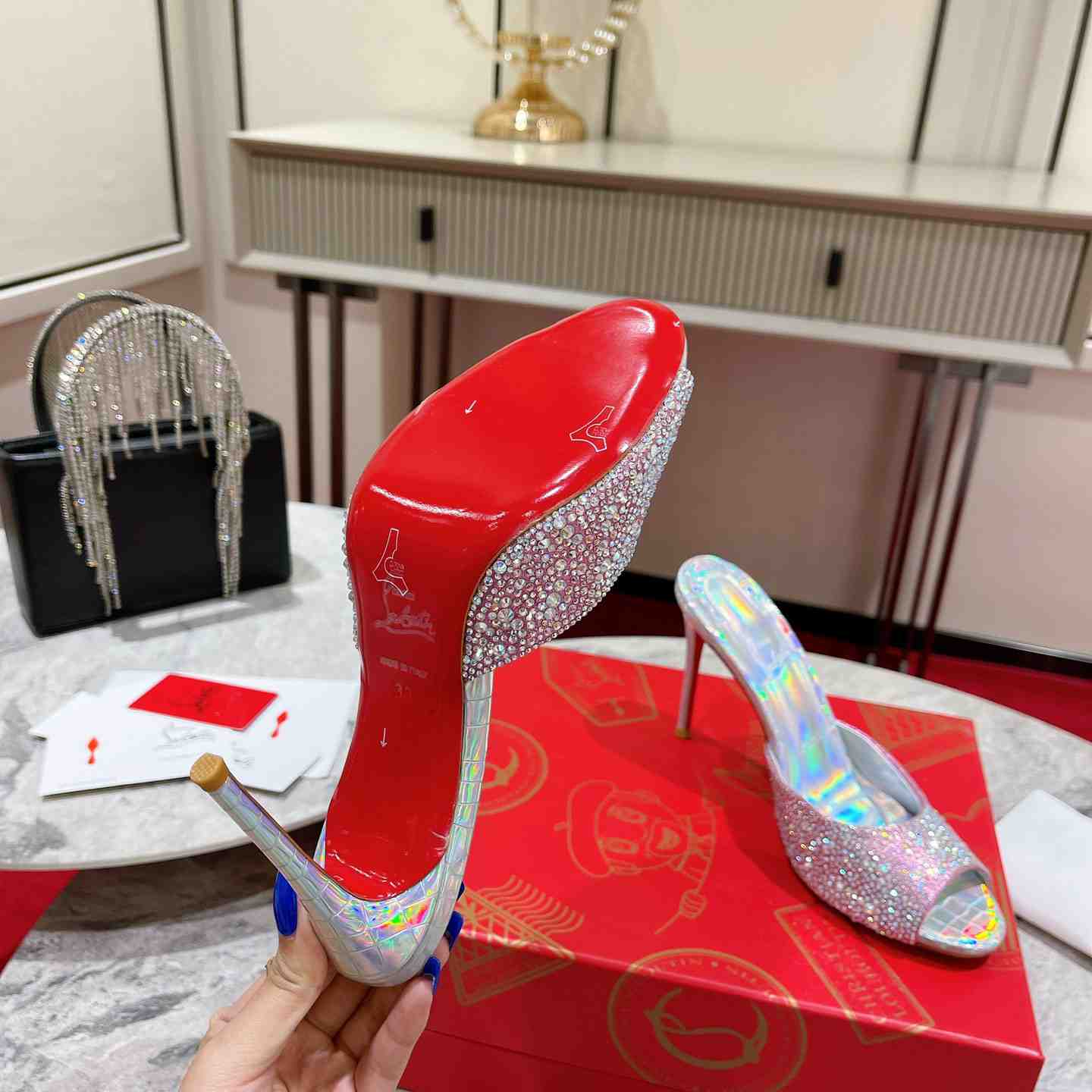 Christian Louboutin Me Dolly Strass 100 Heeled Sandals - DesignerGu