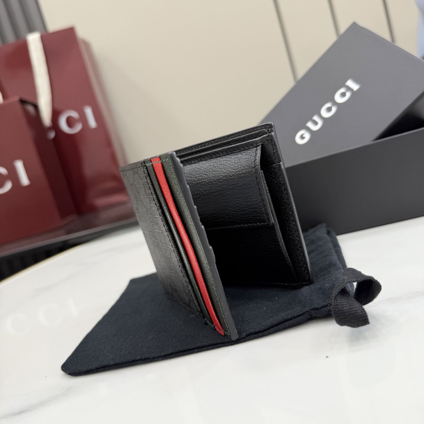 Gucci Bi-fold Wallet With Web Card Slots - DesignerGu