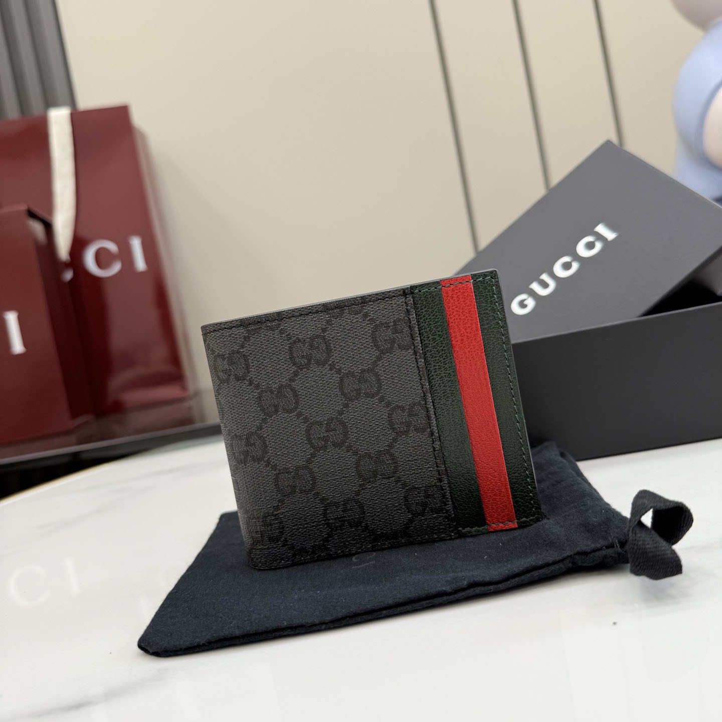 Gucci Bi-fold Wallet With Web Card Slots - DesignerGu