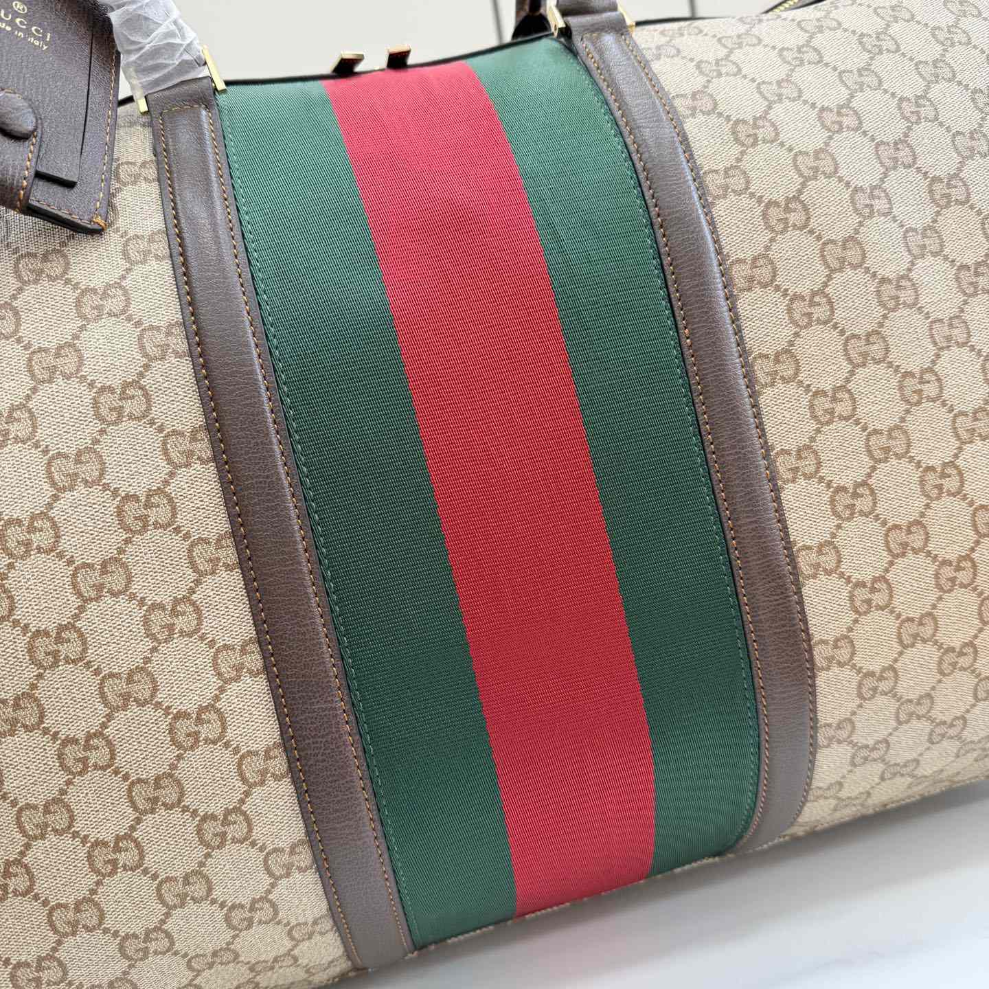 Gucci Medium GG Duffle Bag With Web 875059 - DesignerGu