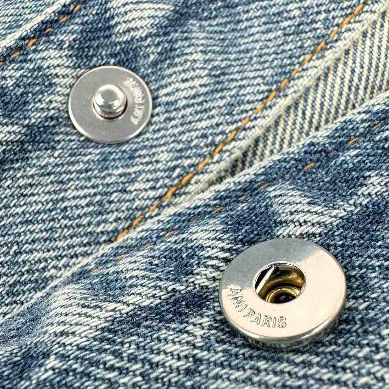 AMI Paris Blue Cotton Knitted Ami De Coeur Overshirt - DesignerGu