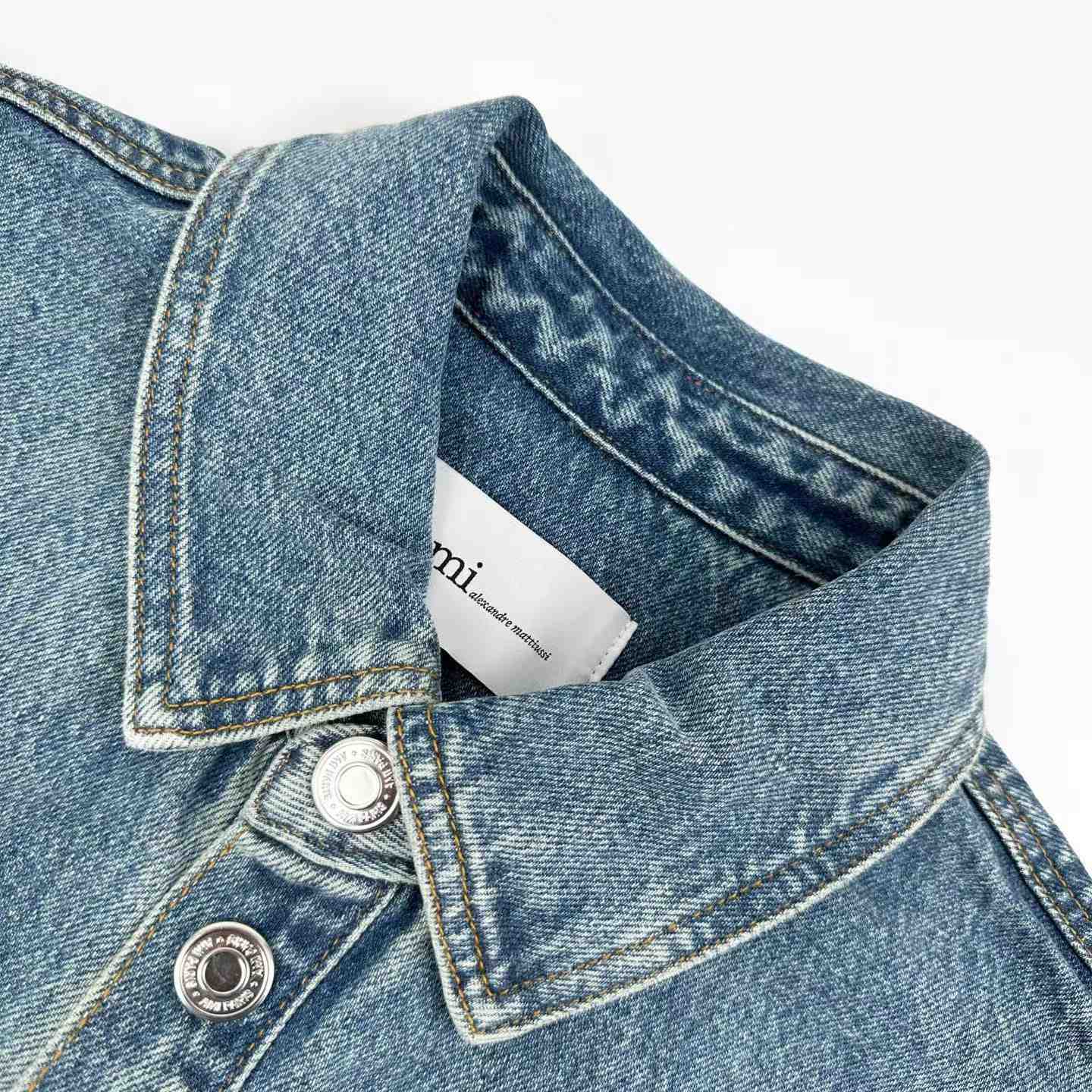 AMI Paris Blue Cotton Knitted Ami De Coeur Overshirt - DesignerGu