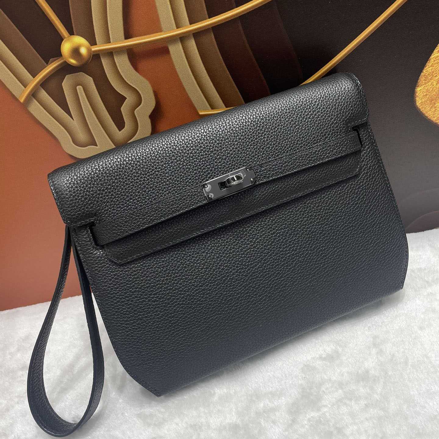 Hermes Kelly Depeches 25 Monochrome Pouch - DesignerGu