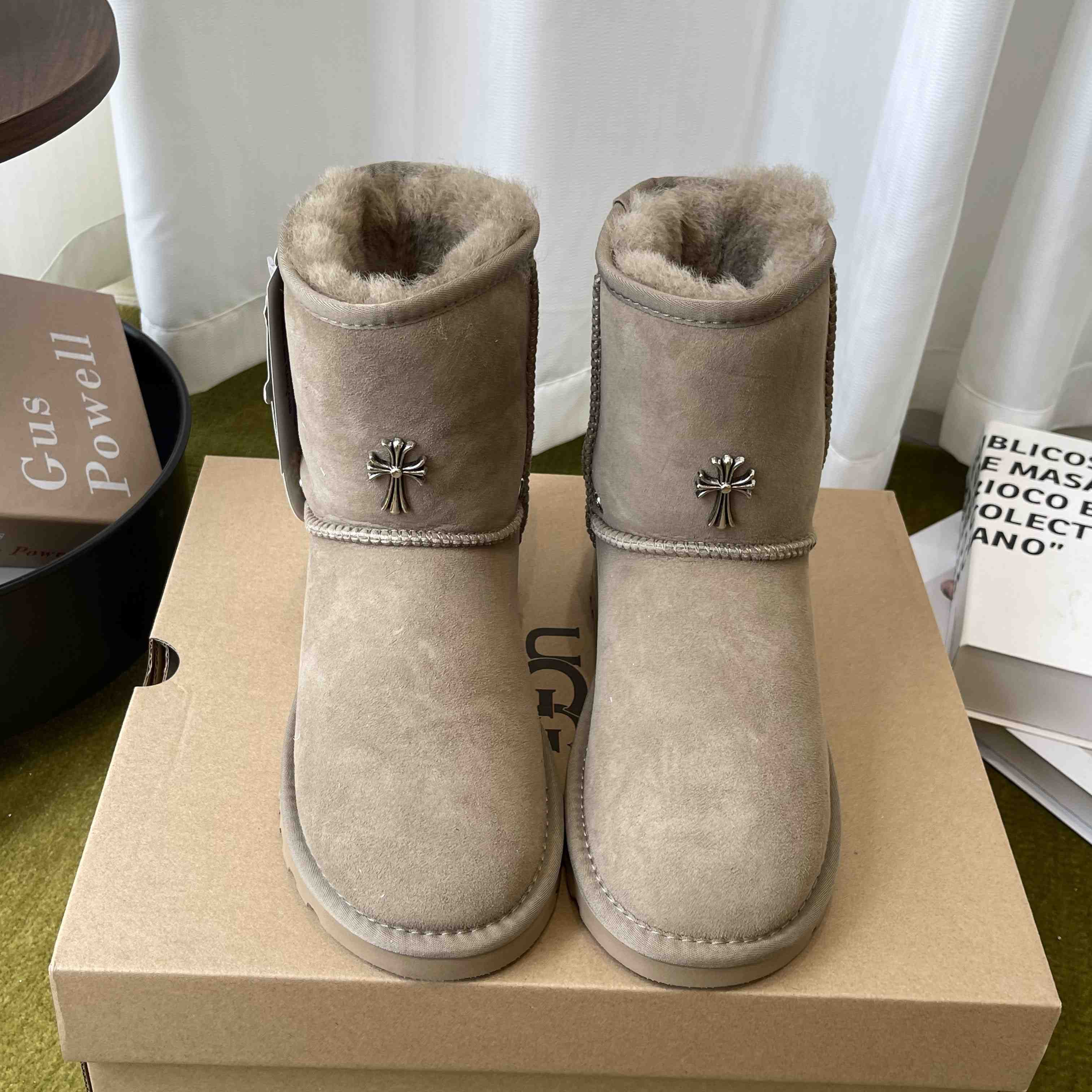 Chrome Hearts Cross Embellished Ugg Boots - DesignerGu