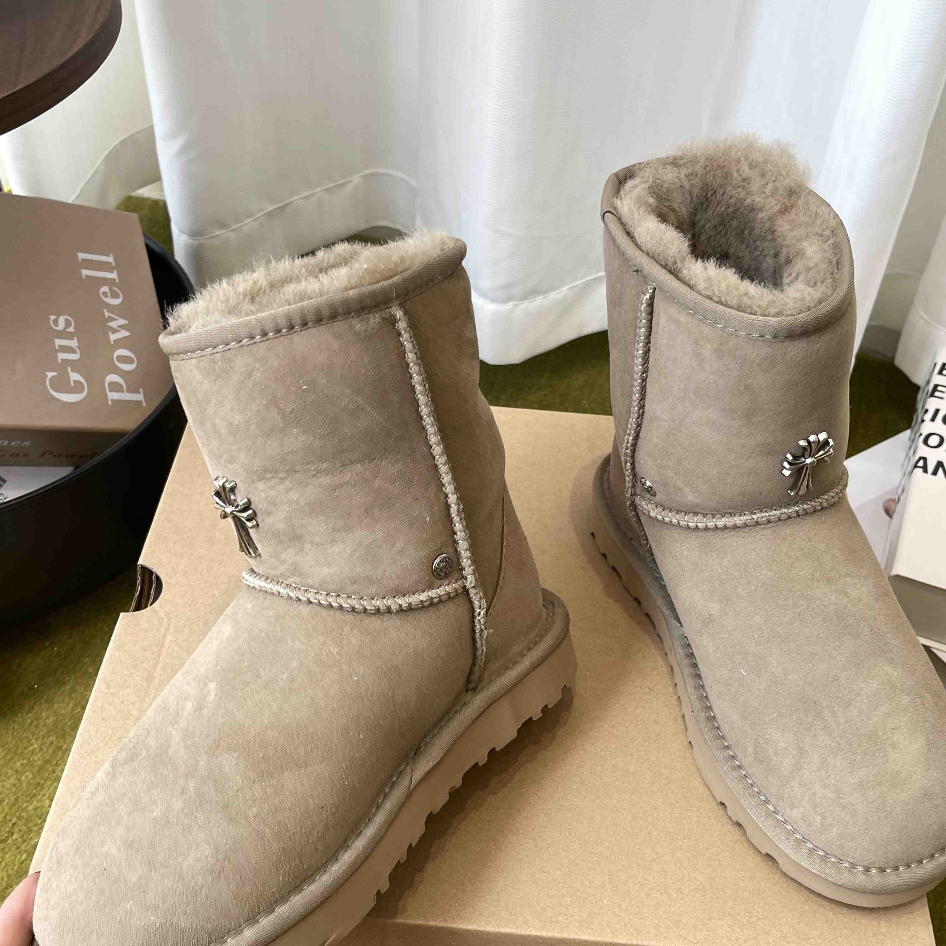 Chrome Hearts Cross Embellished Ugg Boots - DesignerGu