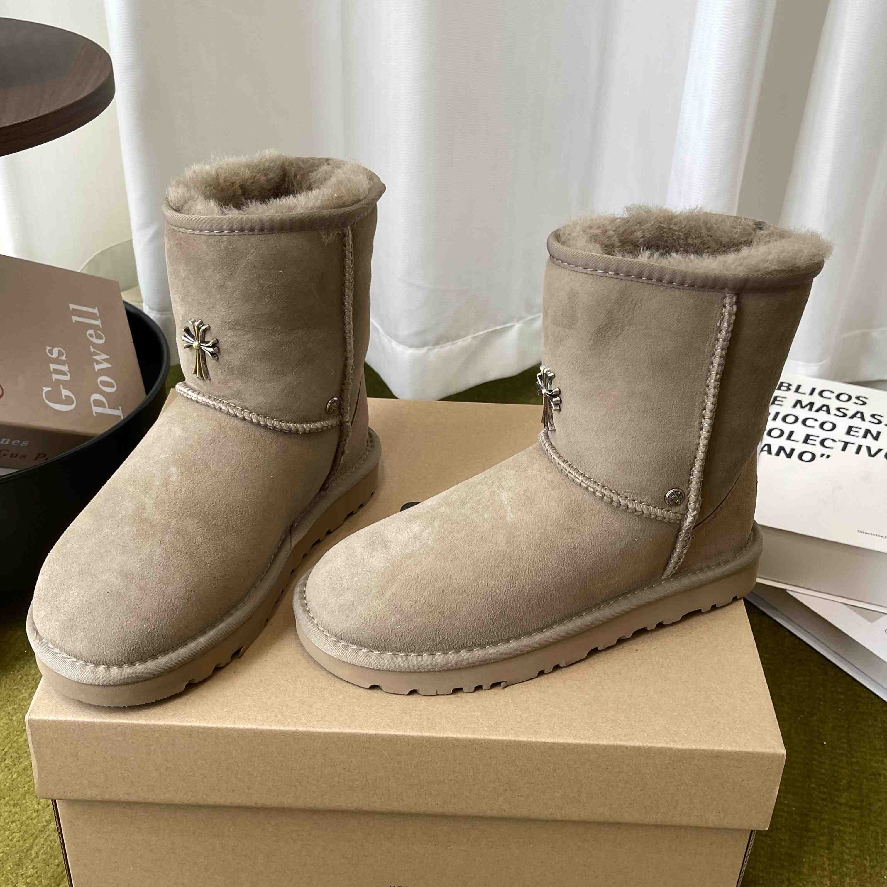 Chrome Hearts Cross Embellished Ugg Boots - DesignerGu