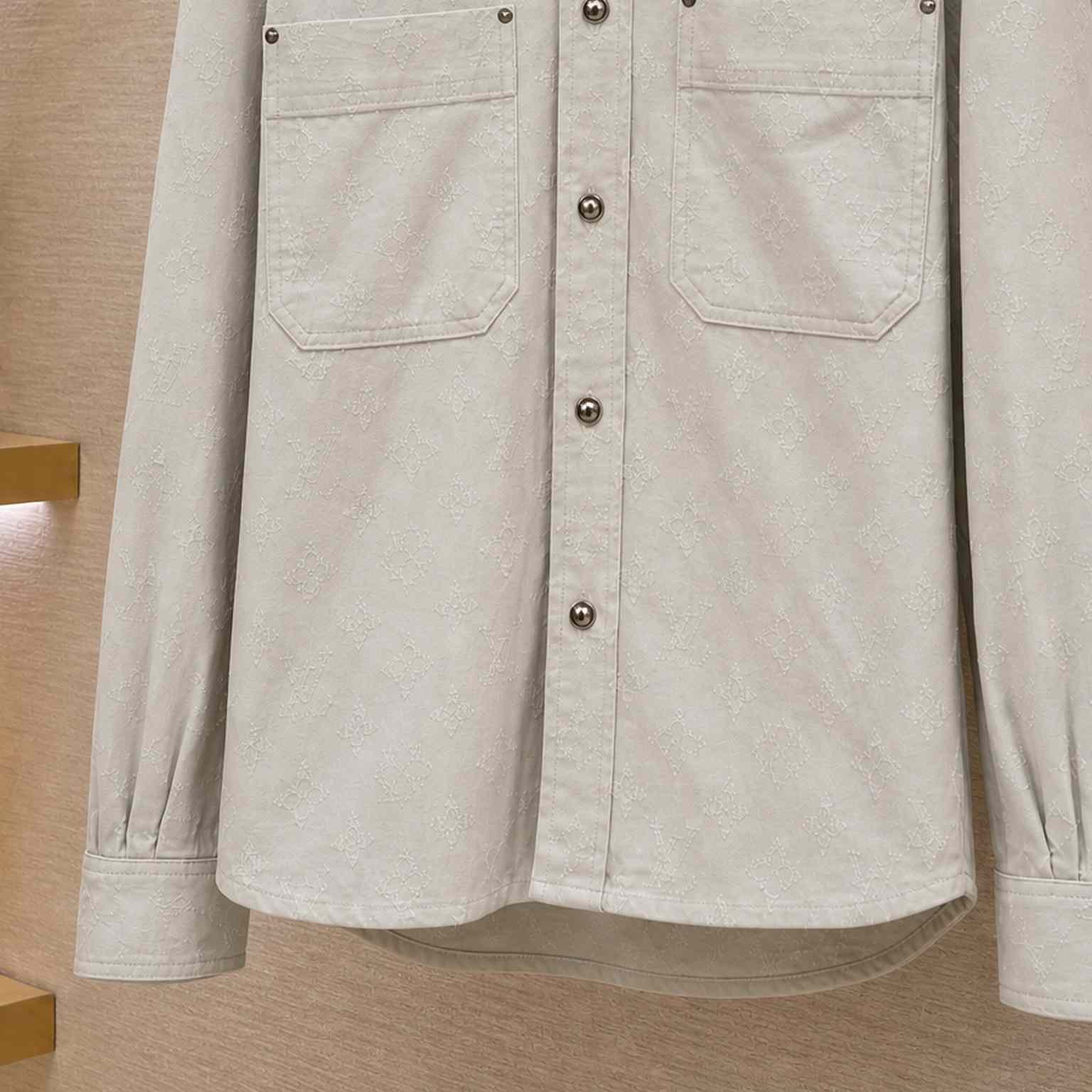 Louis Vuitton Monogram Needle-Punched Denim Overshirt 1AKOHM - DesignerGu