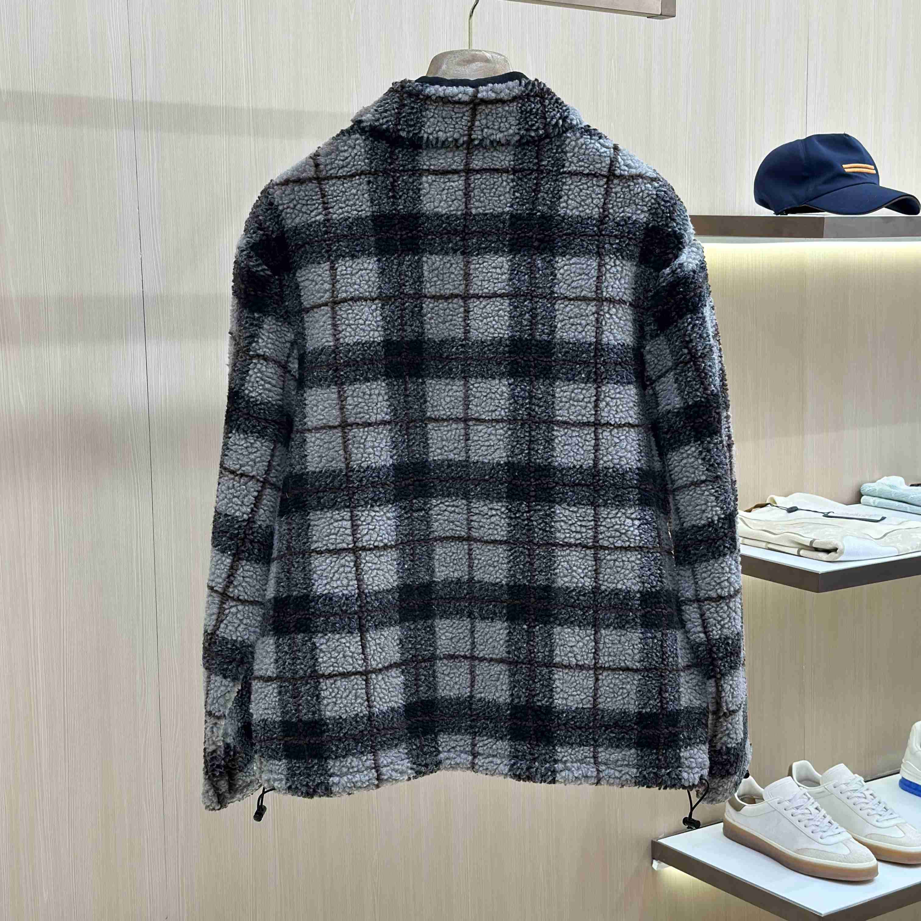 Miu Miu Checked Fleece Jacket - DesignerGu