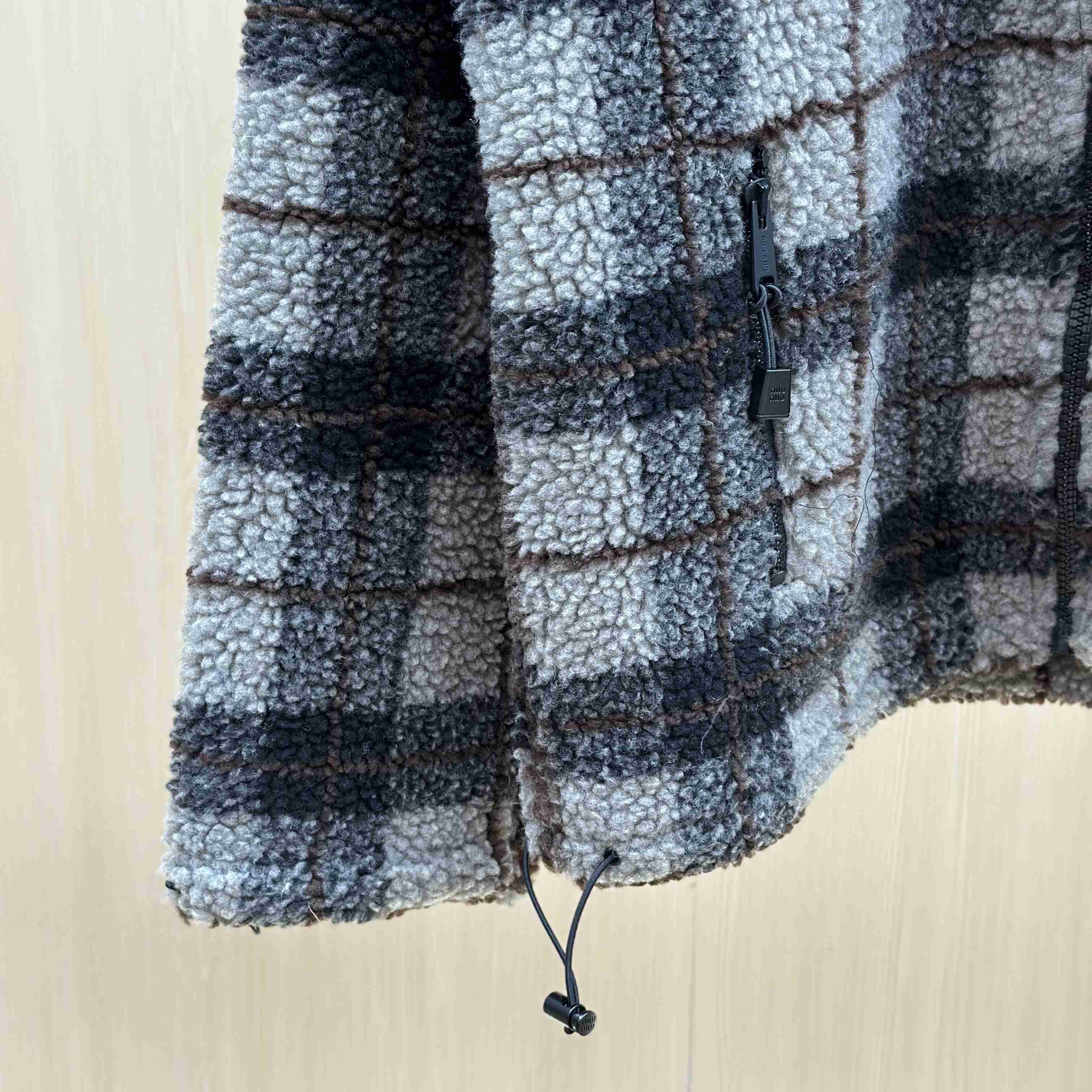 Miu Miu Checked Fleece Jacket - DesignerGu
