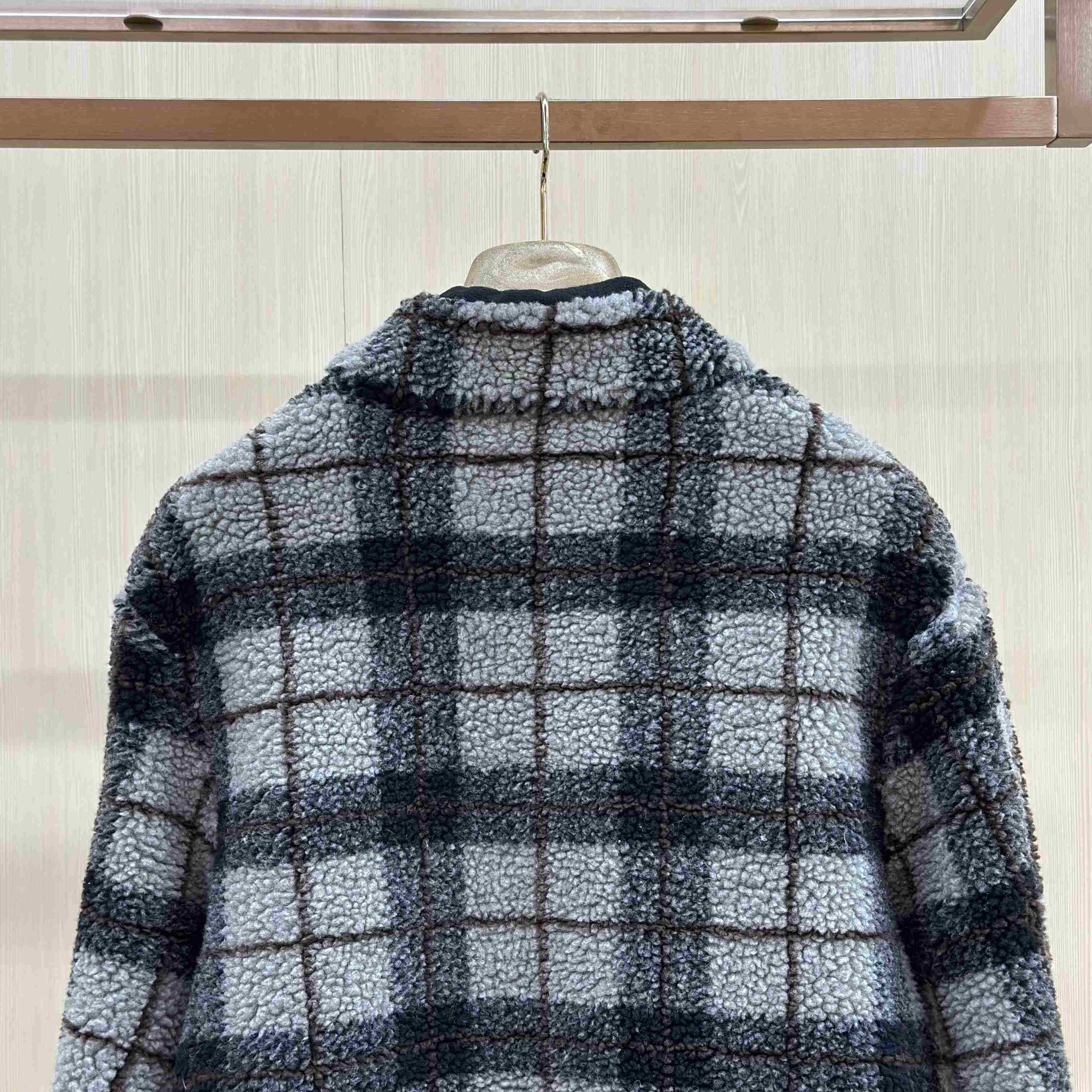 Miu Miu Checked Fleece Jacket - DesignerGu
