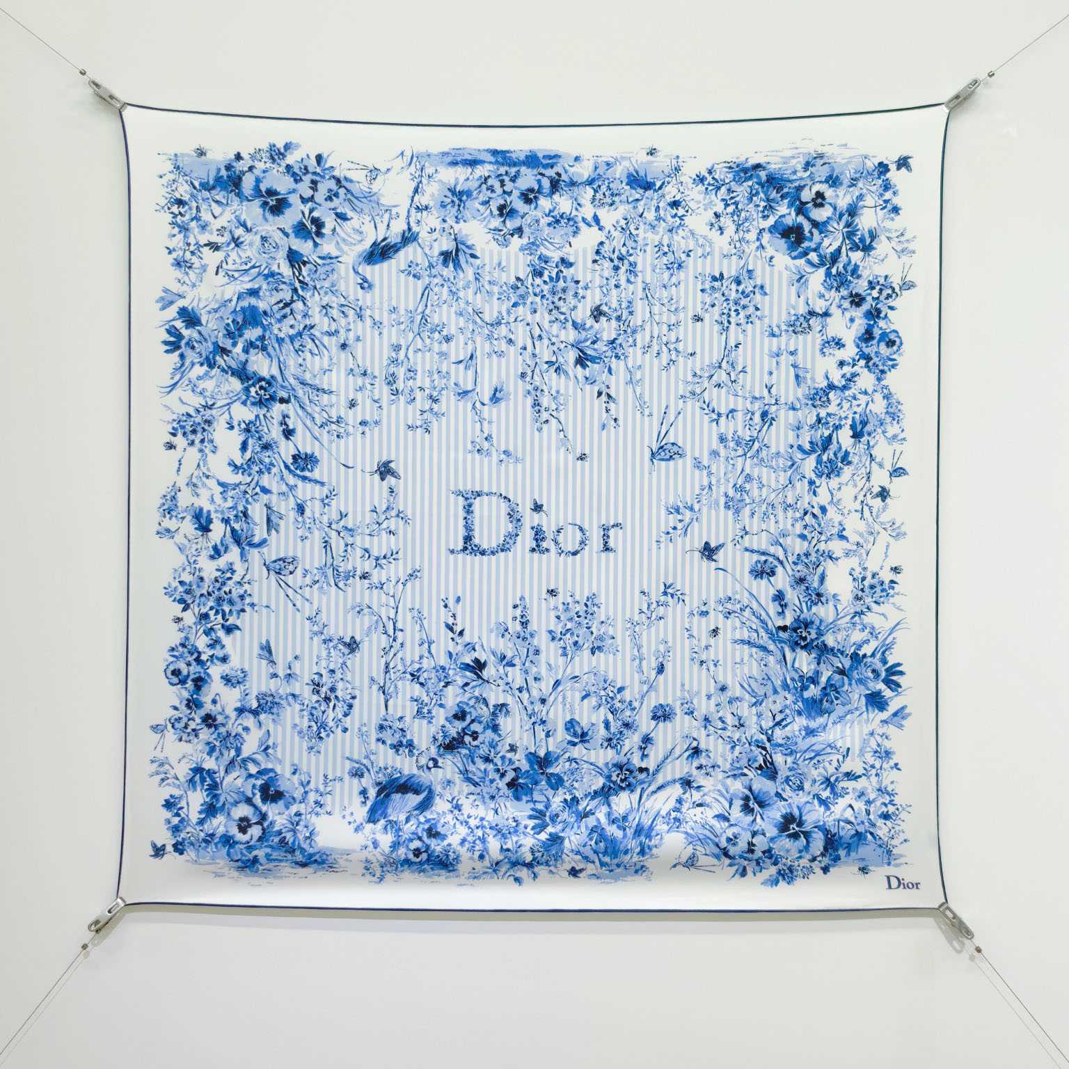 Dior Dioriviera Toile de Jouy Floral Garden 90 Square Scarf - DesignerGu