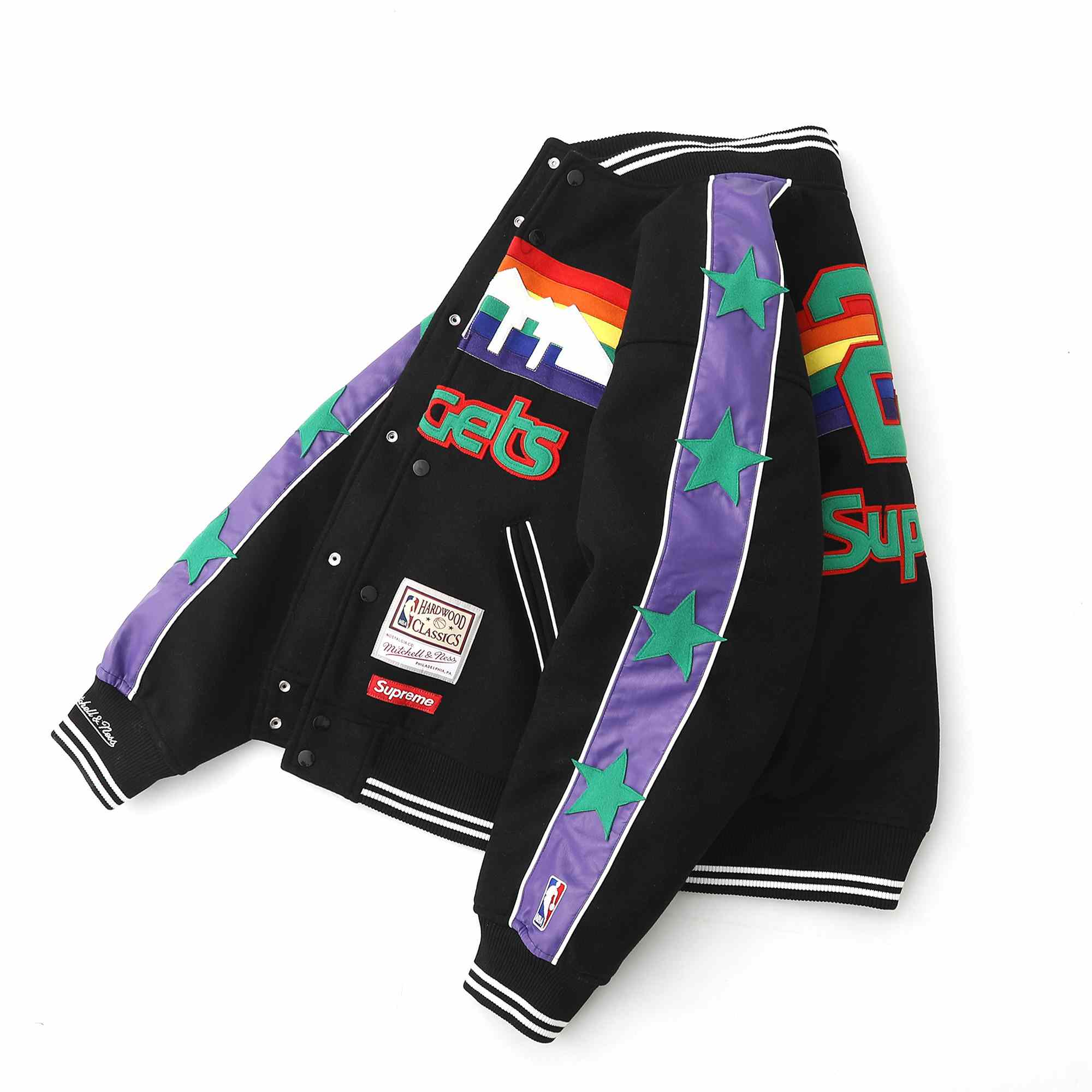 Supreme x Mitchell & Ness Teams Varsity Jacket 'Black' - DesignerGu