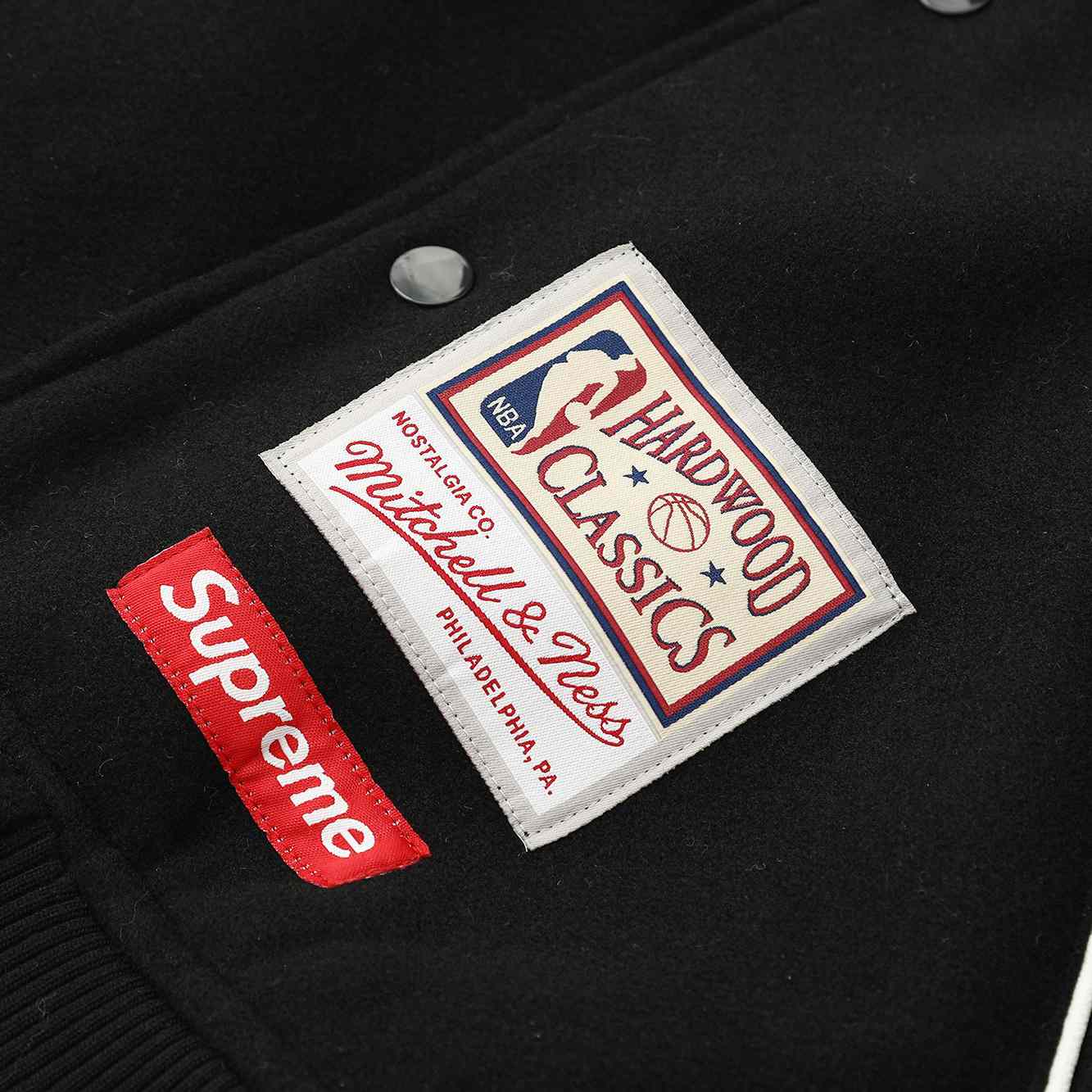 Supreme x Mitchell & Ness Teams Varsity Jacket 'Black' - DesignerGu