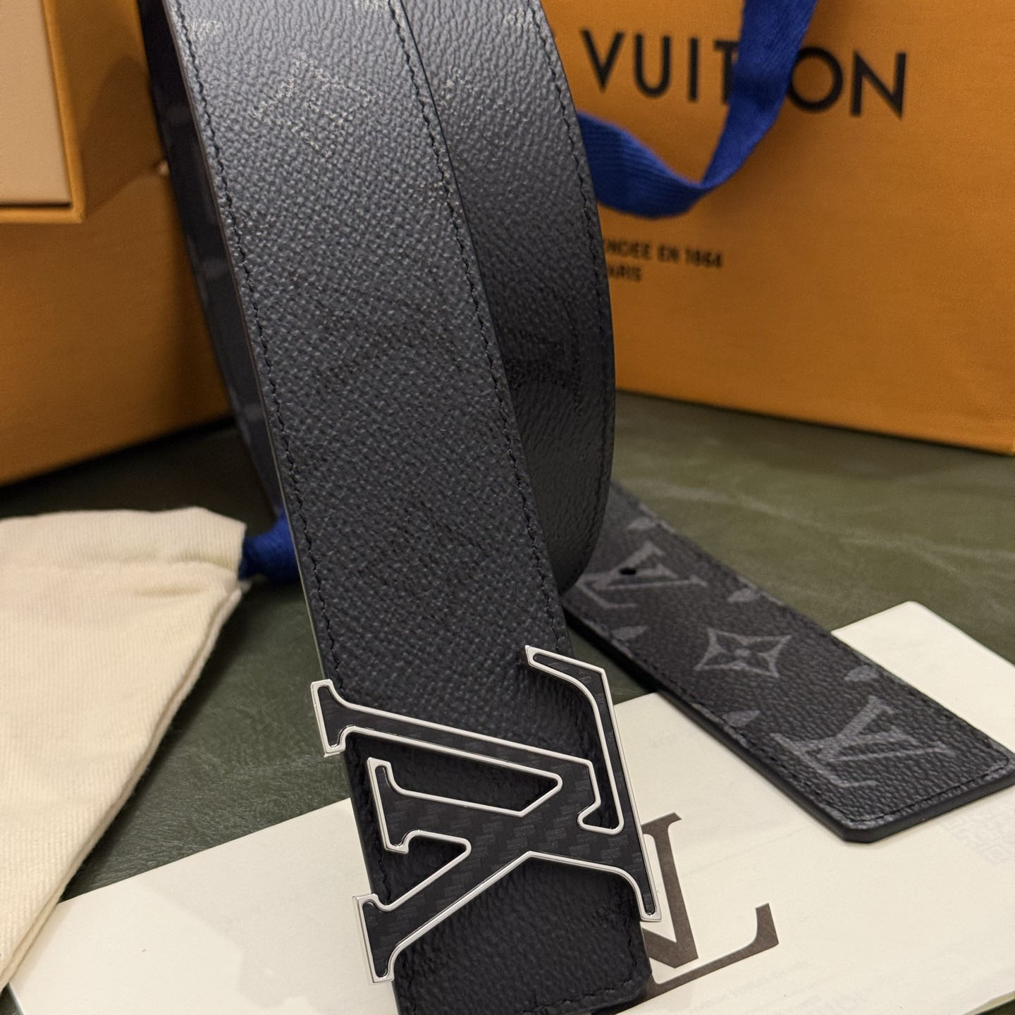 Louis Vuitton LV Initiales Monogram Midnight 40mm Reversible Belt  - DesignerGu