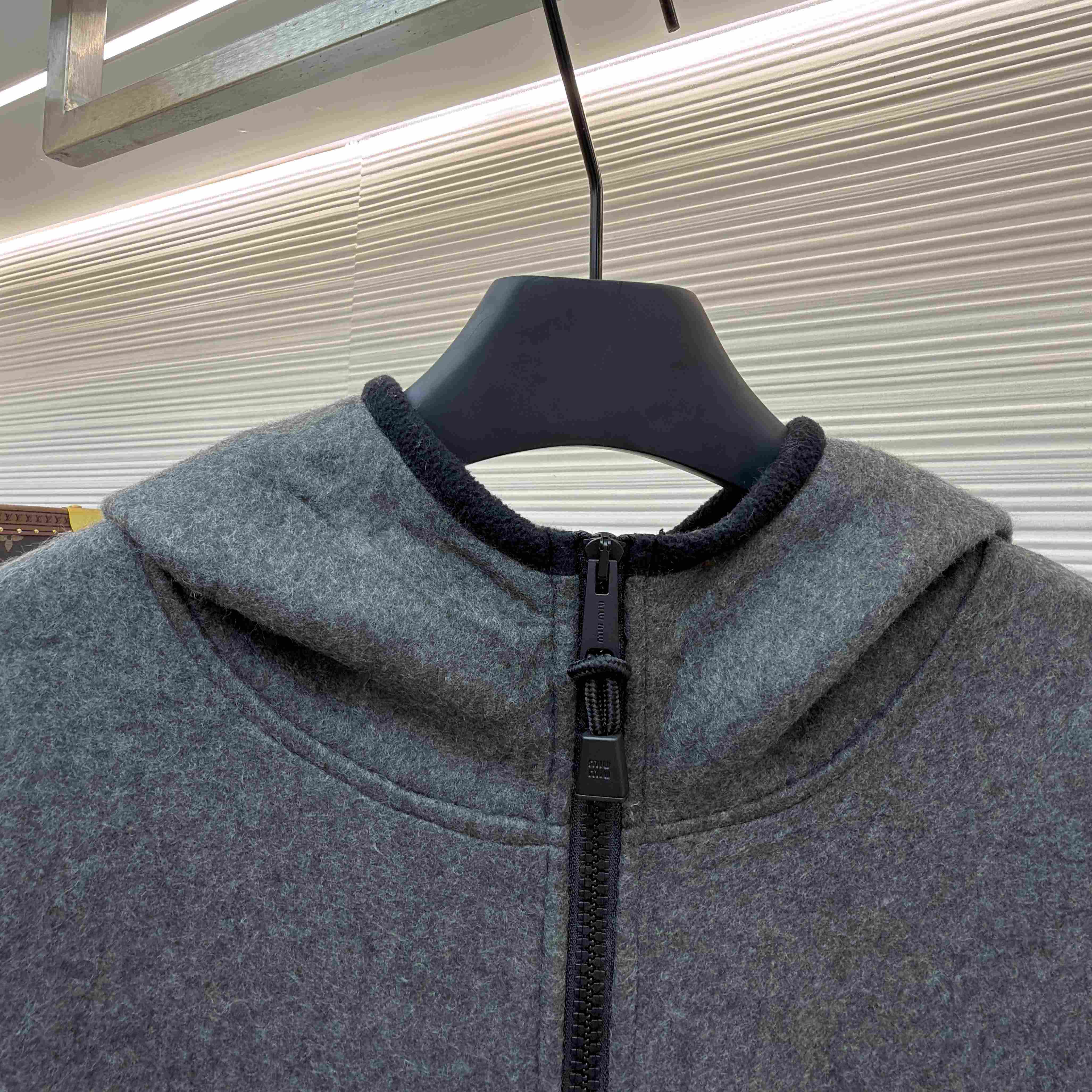 Miu Miu Fleece Zip Hooded Jacket - DesignerGu