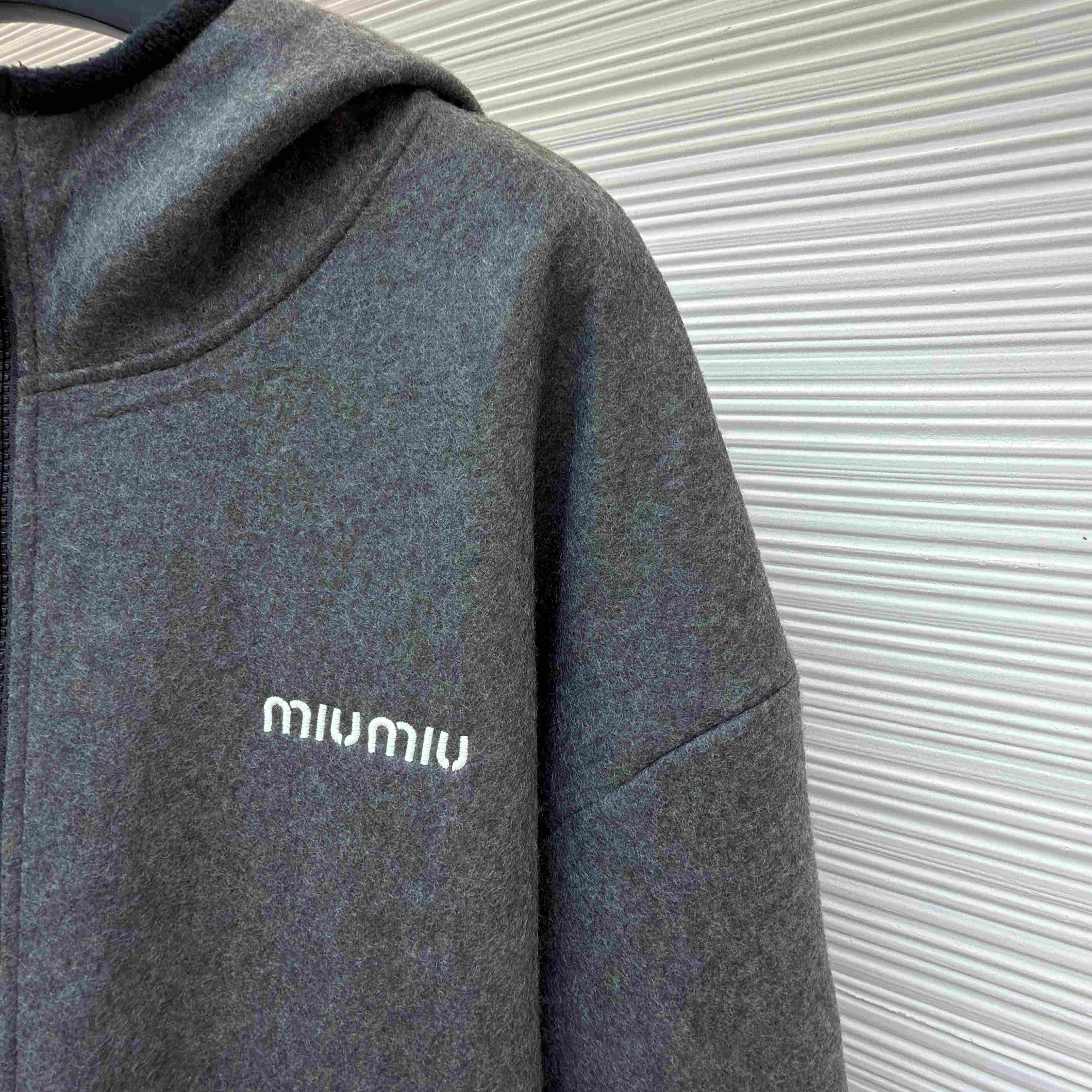 Miu Miu Fleece Zip Hooded Jacket - DesignerGu