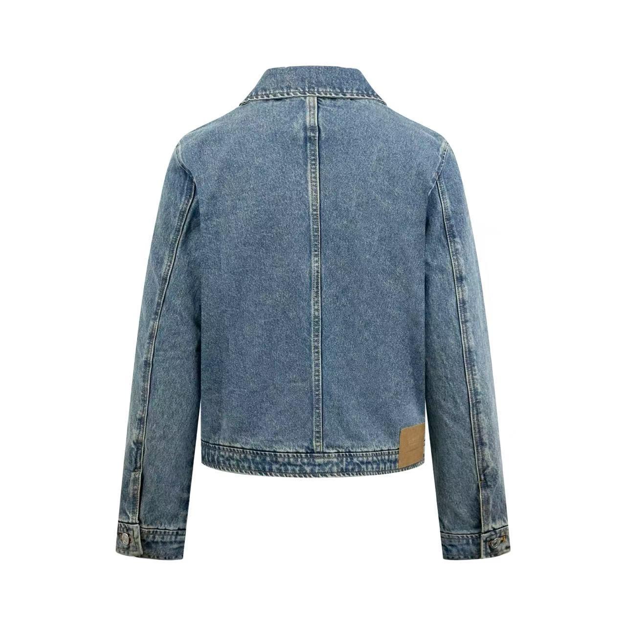 Ami Paris Blue Cotton Contrasted Zipped Jacket with Ami De Coeur - DesignerGu