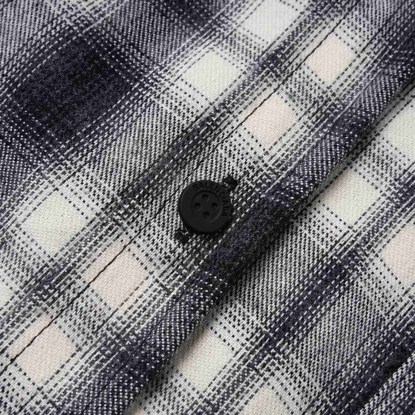 Balenciaga Regular Fit Check Flannel Shirt in White/Black - DesignerGu