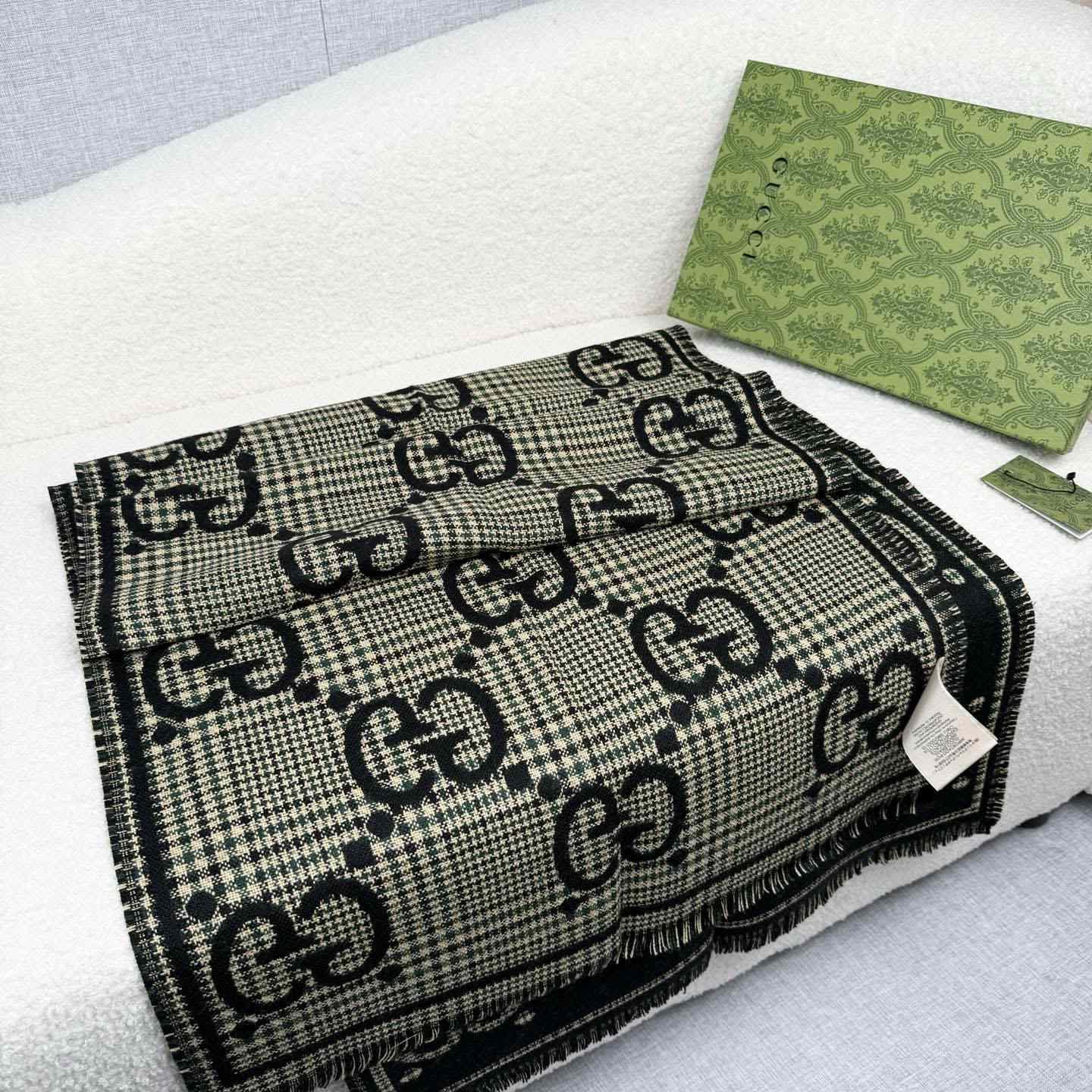 Gucci Check GG Wool Scarf - DesignerGu