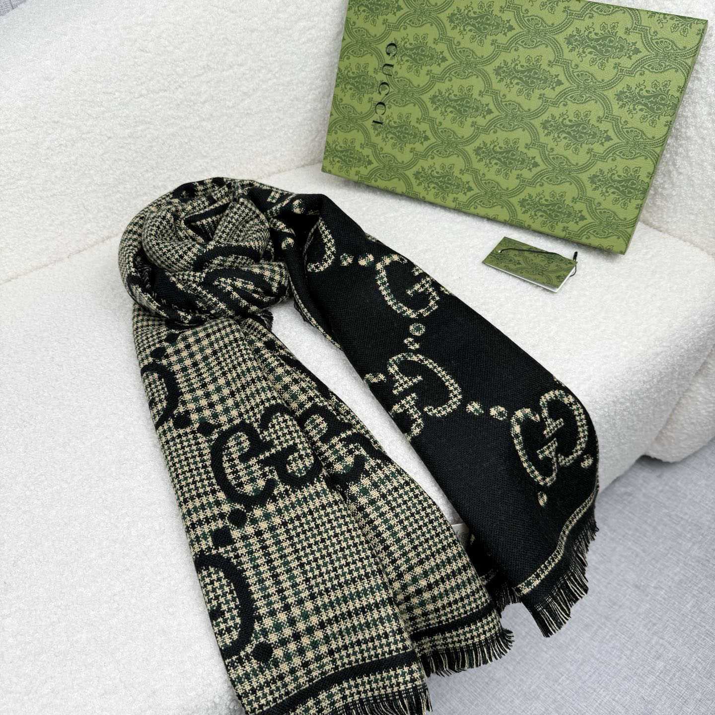 Gucci Check GG Wool Scarf - DesignerGu