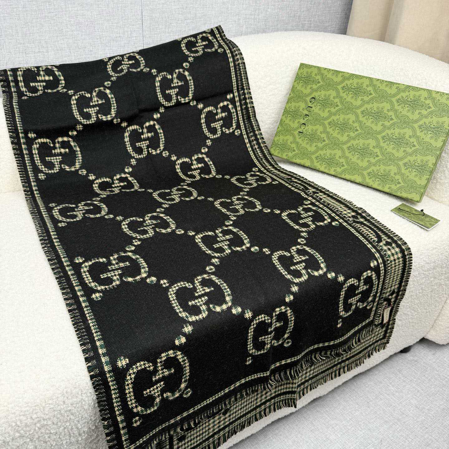 Gucci Check GG Wool Scarf - DesignerGu