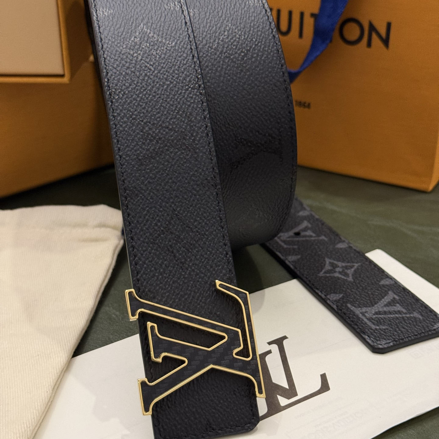 Louis Vuitton LV Initiales Monogram Midnight 40mm Reversible Belt  - DesignerGu