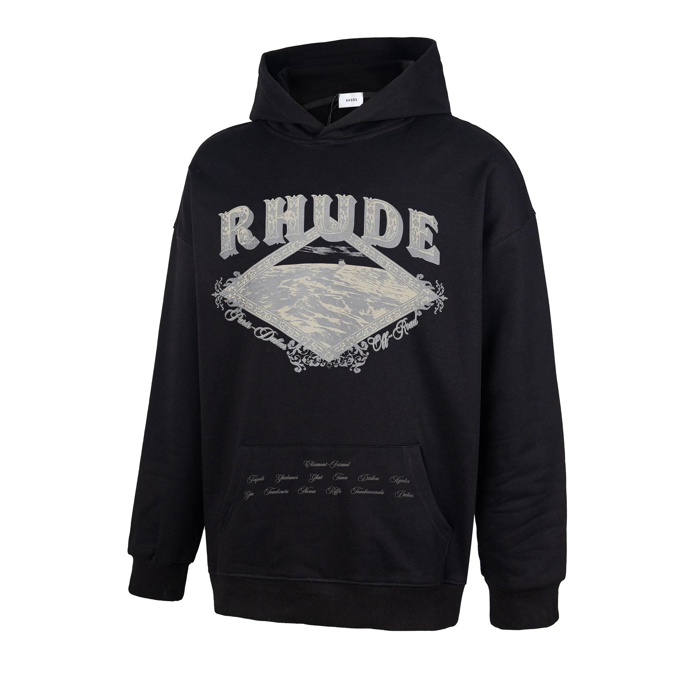 Rhude Dakar Convoy Hoodie 'Black/Silver' - DesignerGu