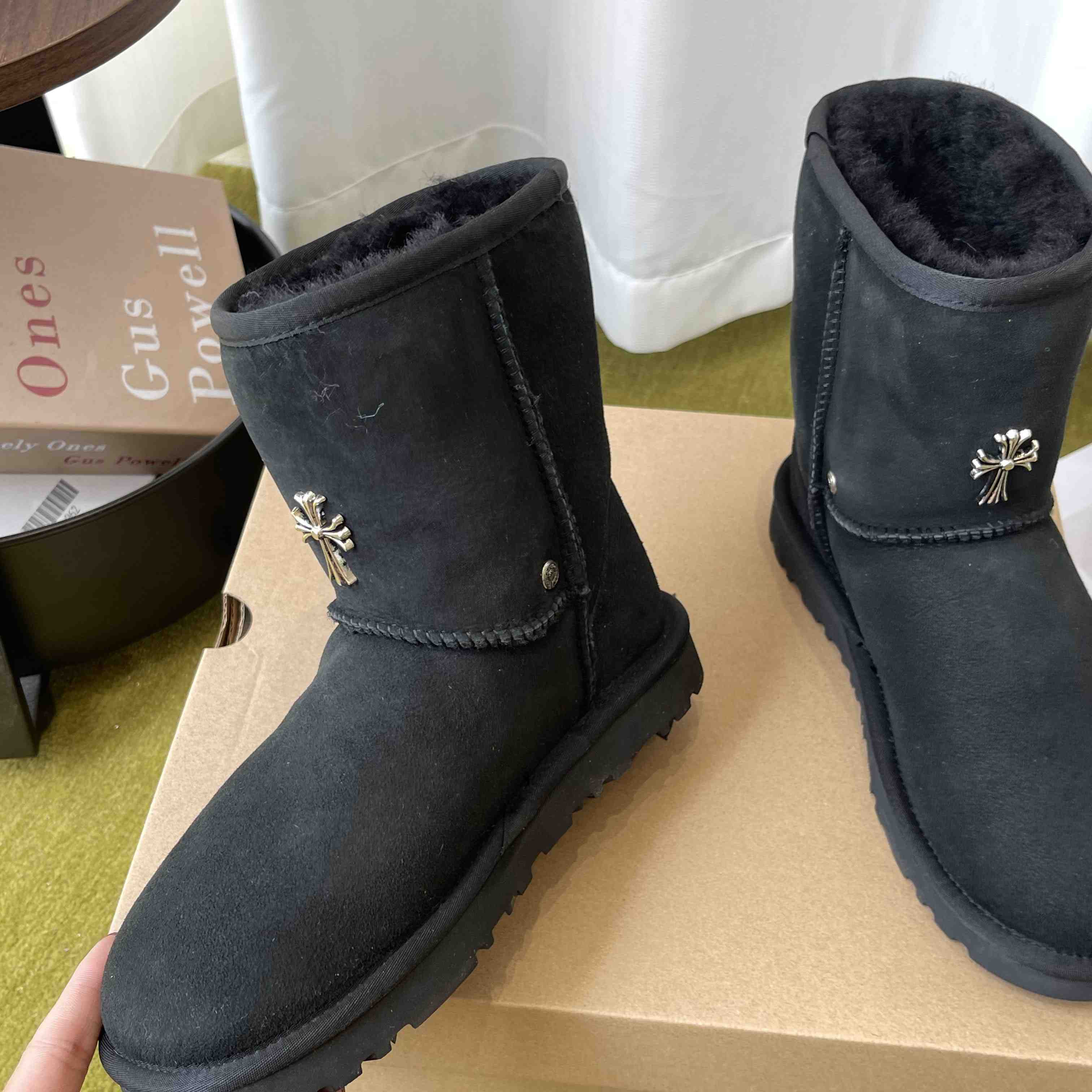 Chrome Hearts Cross Embellished Ugg Boots - DesignerGu