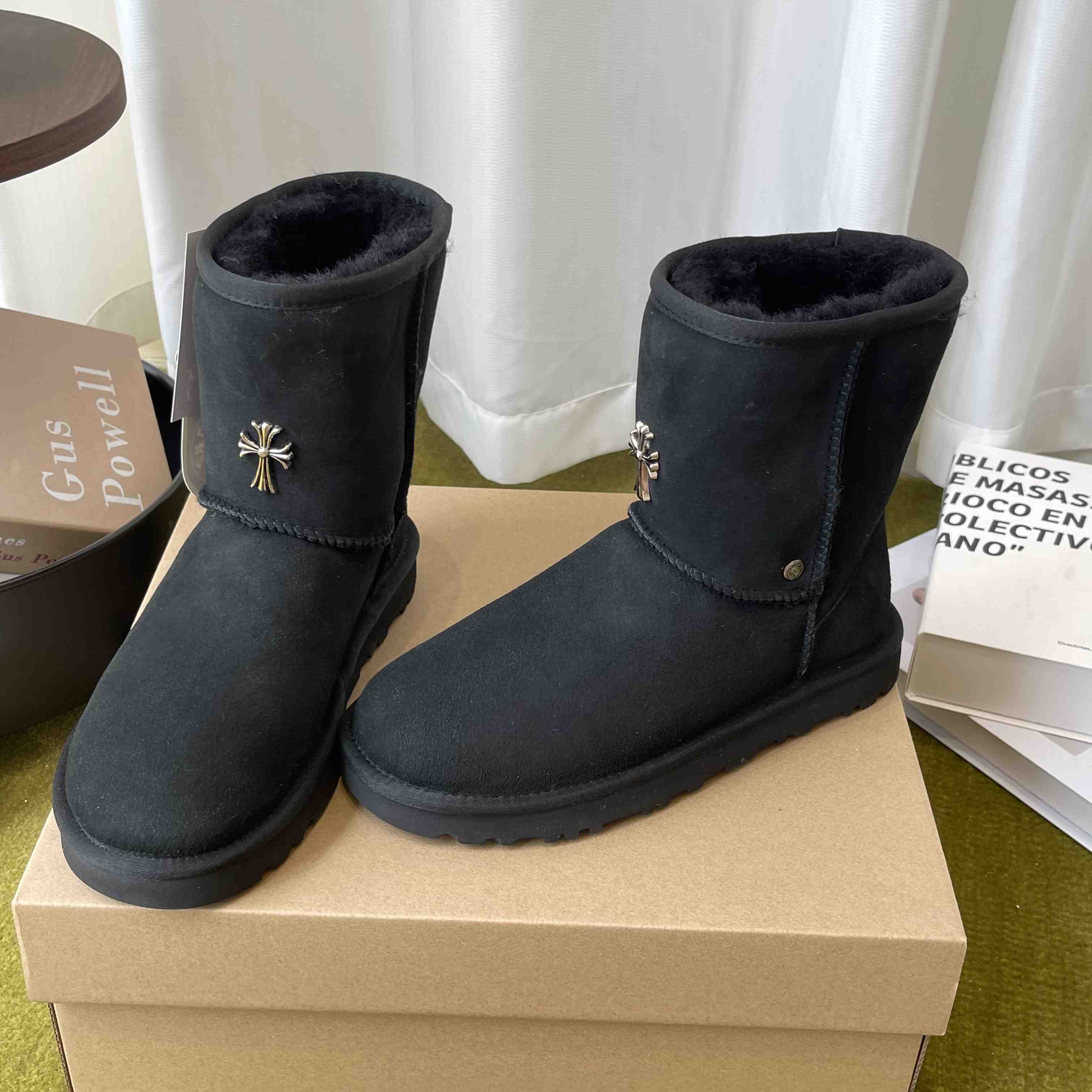 Chrome Hearts Cross Embellished Ugg Boots - DesignerGu