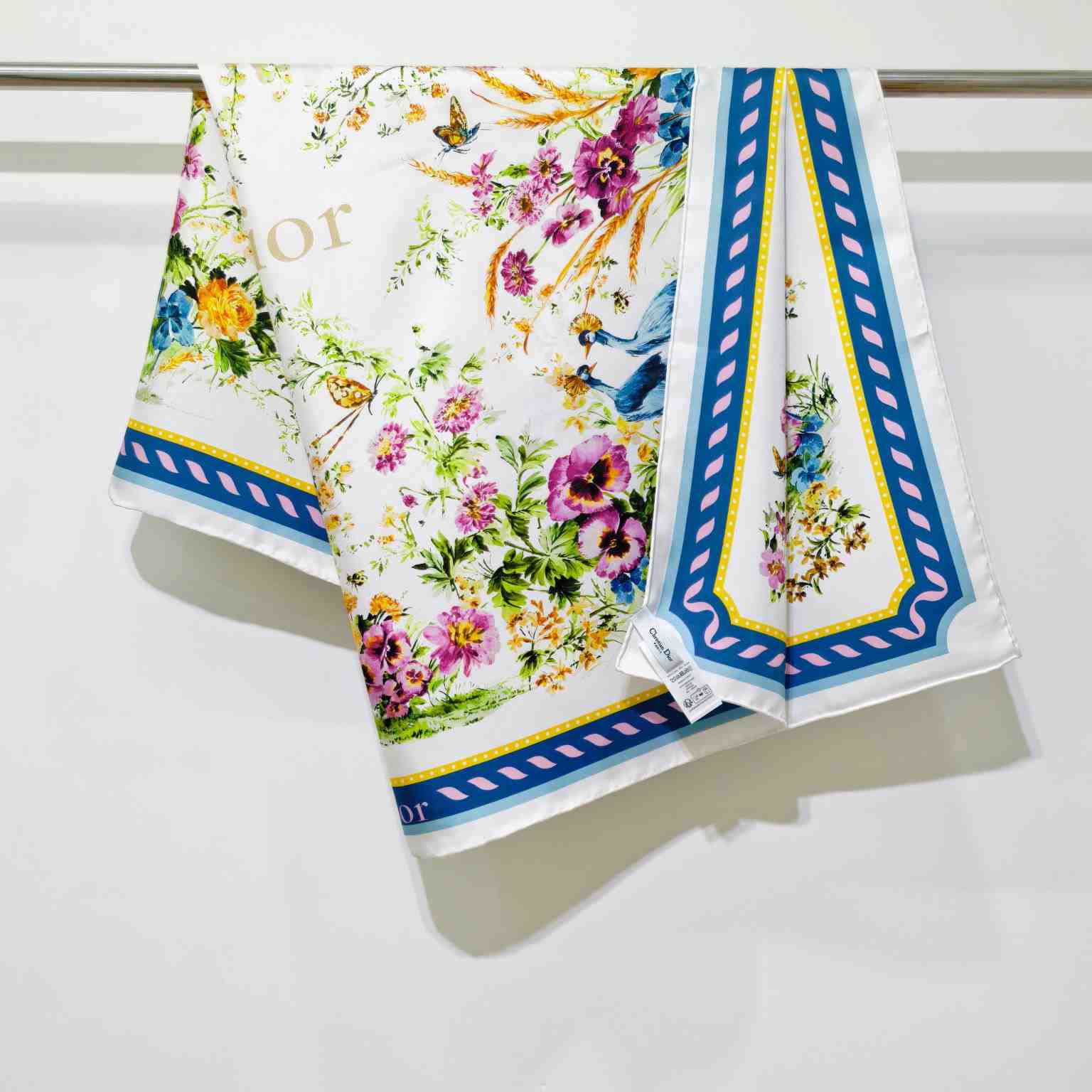 Dior Dioriviera Toile de Jouy Floral Garden 90 Square Scarf - DesignerGu