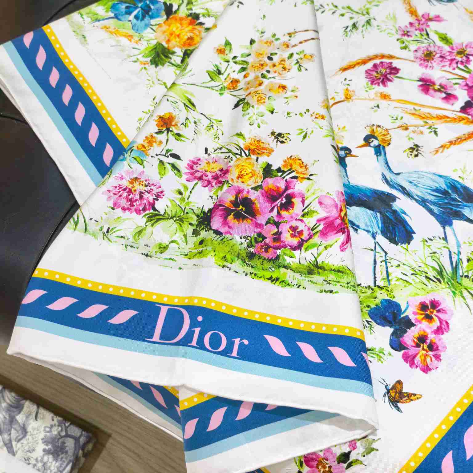 Dior Dioriviera Toile de Jouy Floral Garden 90 Square Scarf - DesignerGu