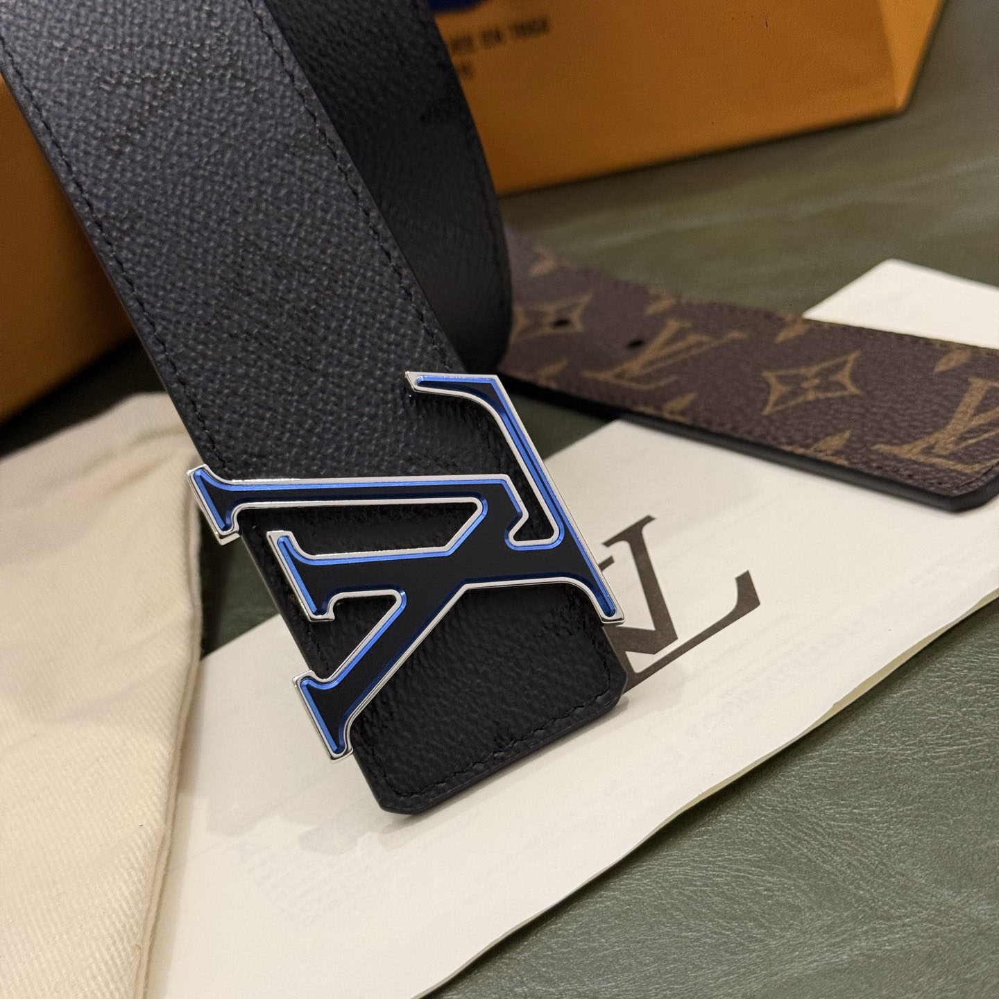Louis Vuitton LV Initiales Monogram Midnight 40mm Reversible Belt  - DesignerGu