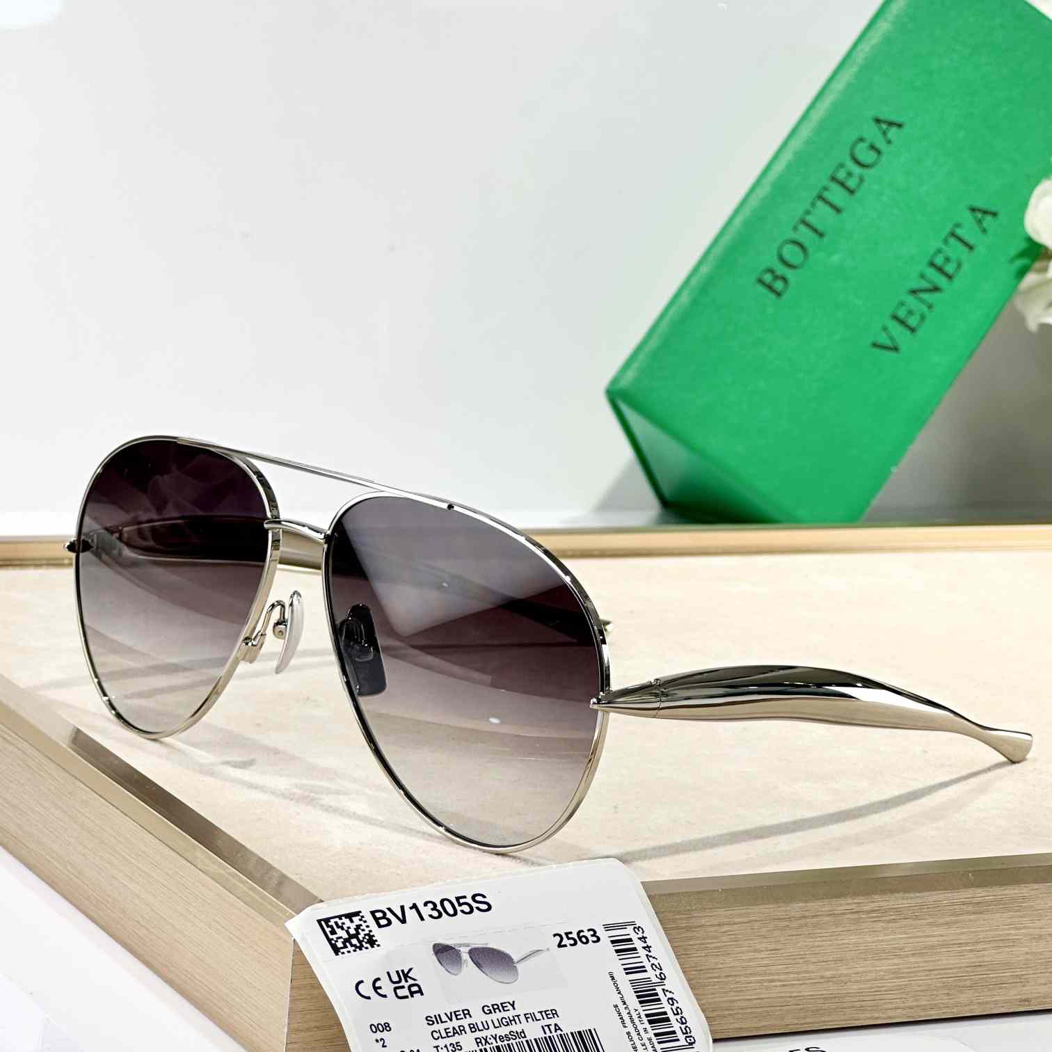 Bottega Veneta Sardine Aviator Sunglasses   BV1305S - DesignerGu
