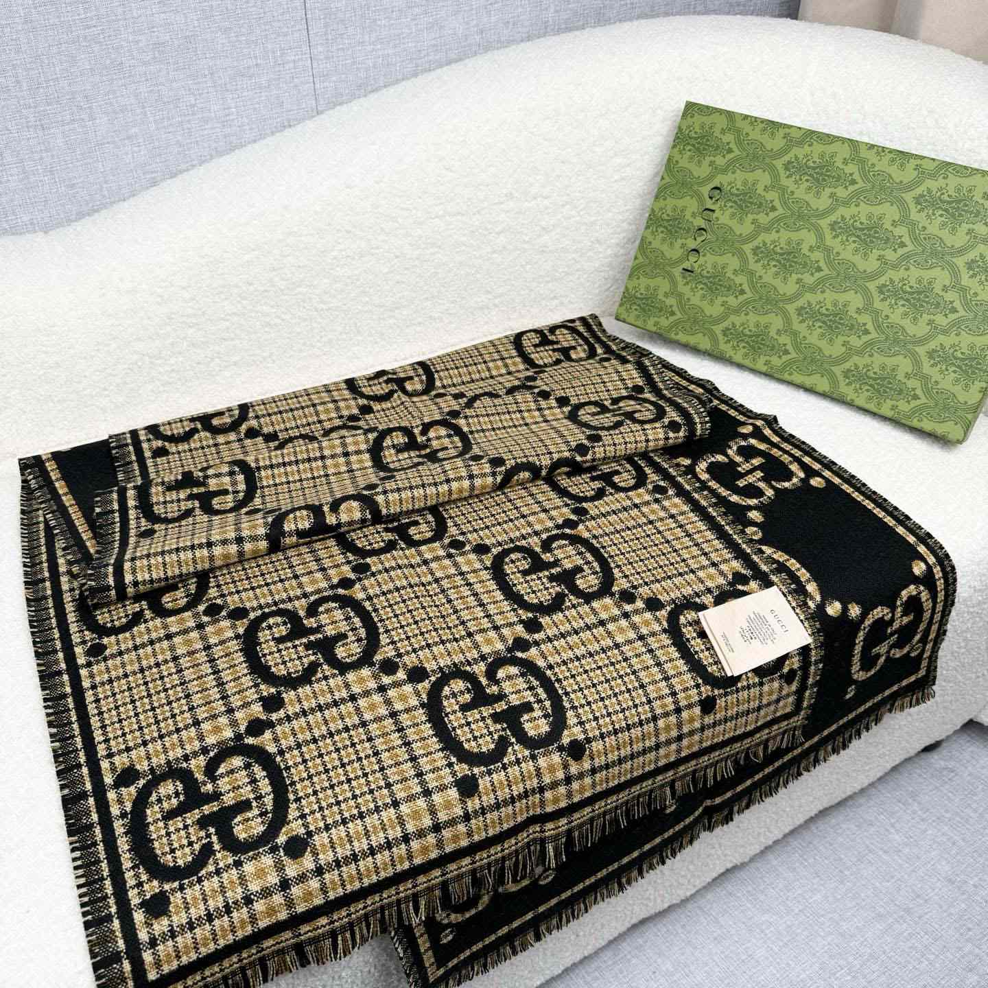 Gucci Check GG Wool Scarf - DesignerGu
