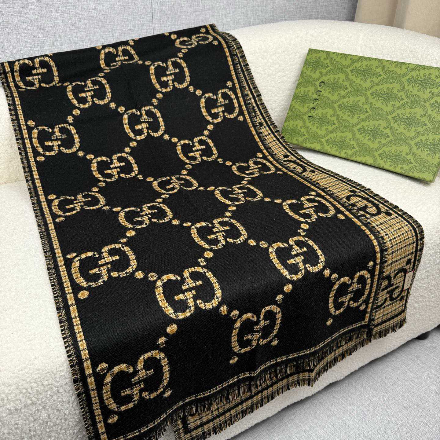 Gucci Check GG Wool Scarf - DesignerGu