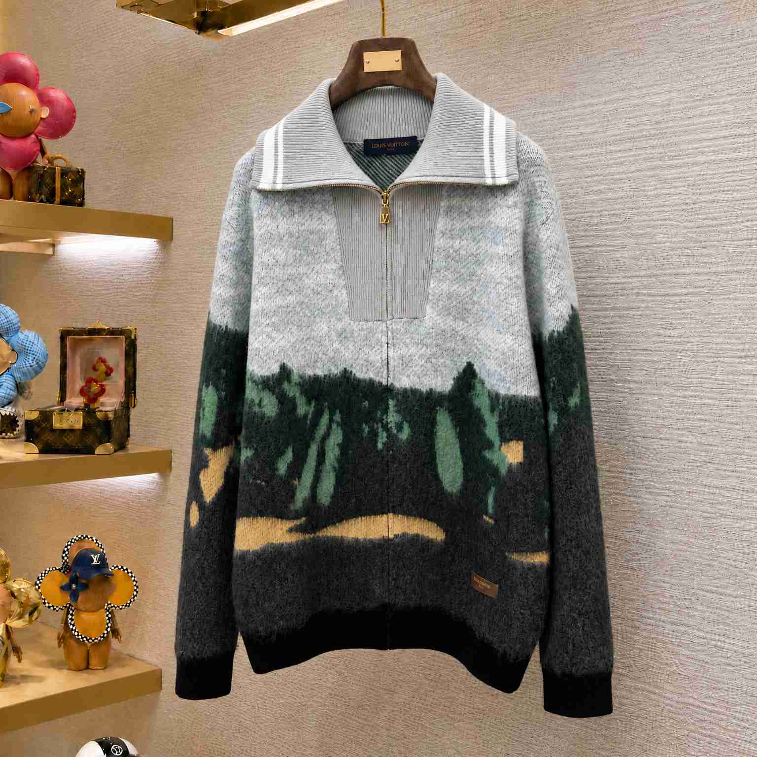 Louis Vuitton Jacquard Zippered Turtleneck Cardigan 1AKLVY - DesignerGu