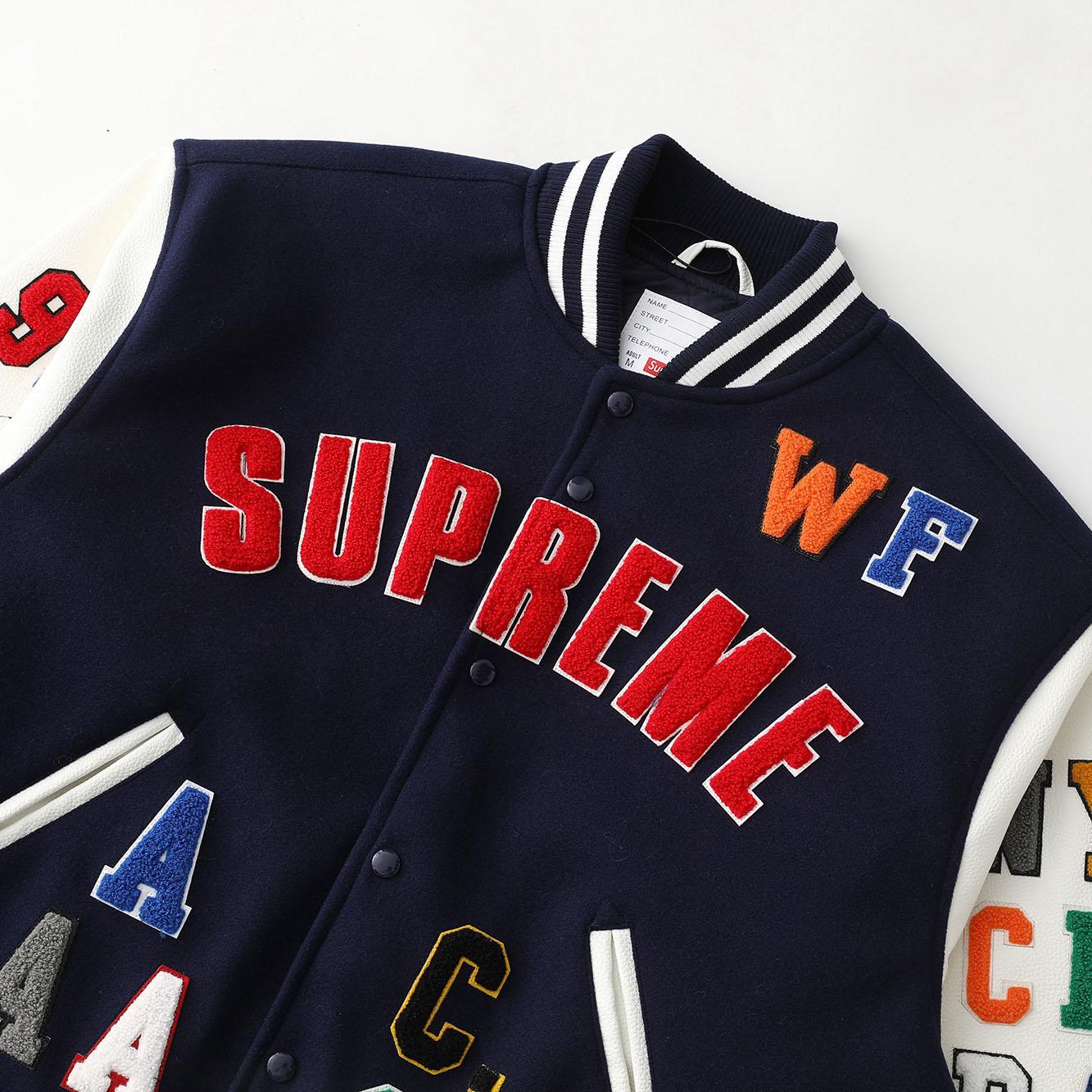Supreme Praises Varsity Jacket 'Navy' - DesignerGu