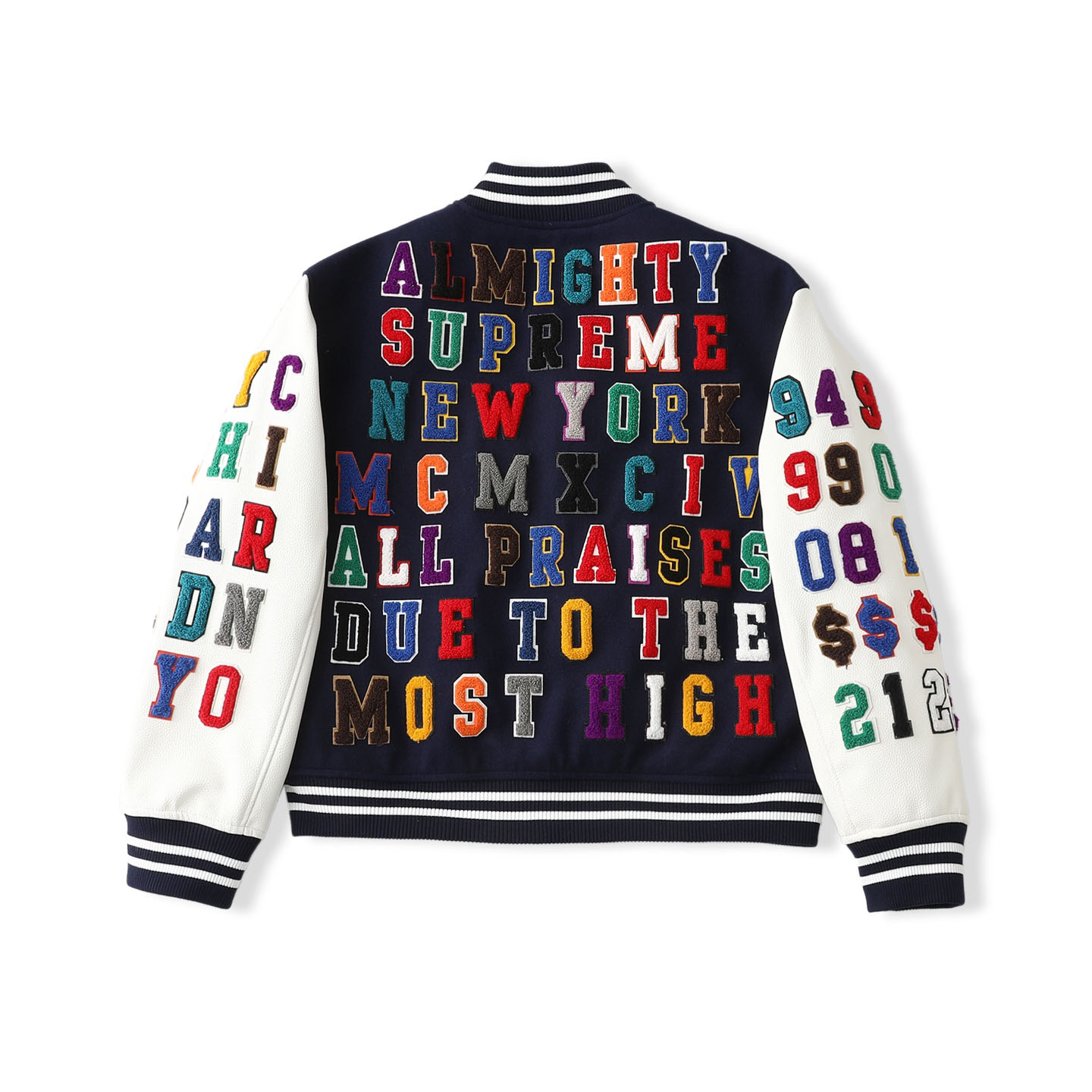Supreme Praises Varsity Jacket 'Navy' - DesignerGu