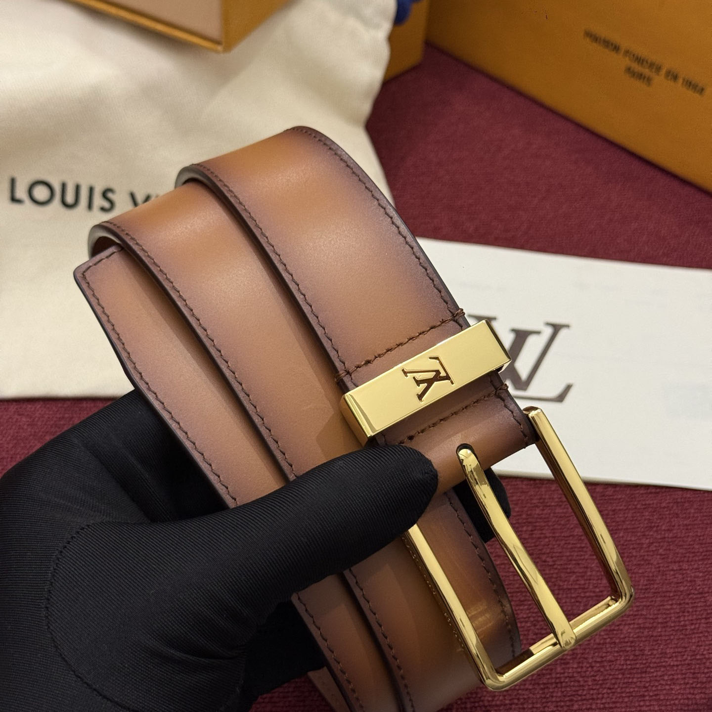 Louis Vuitton Pont Neuf Patinated 35mm Belt - DesignerGu