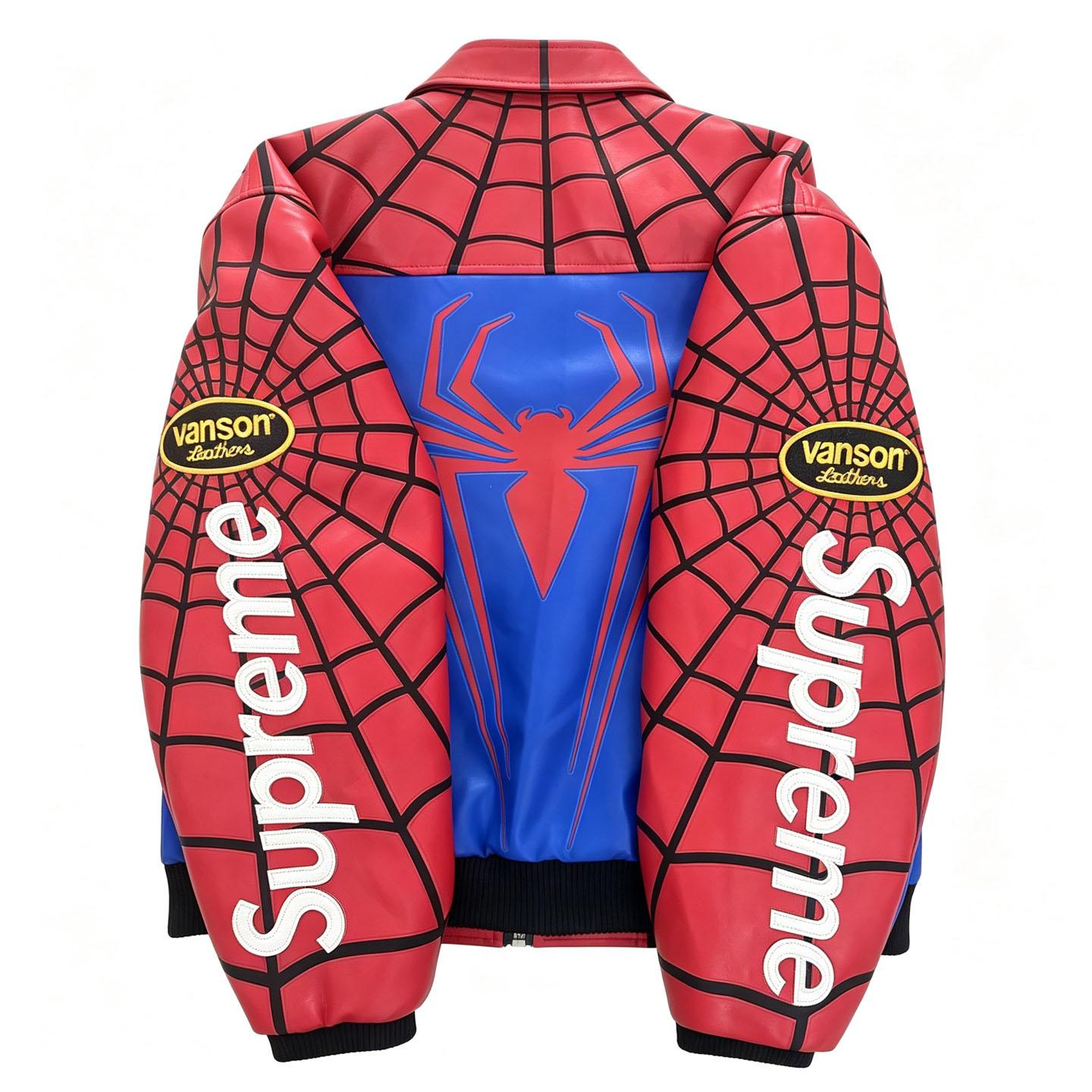 Supreme x Vanson Leathers Spider-Man Jacket 'Red' - DesignerGu