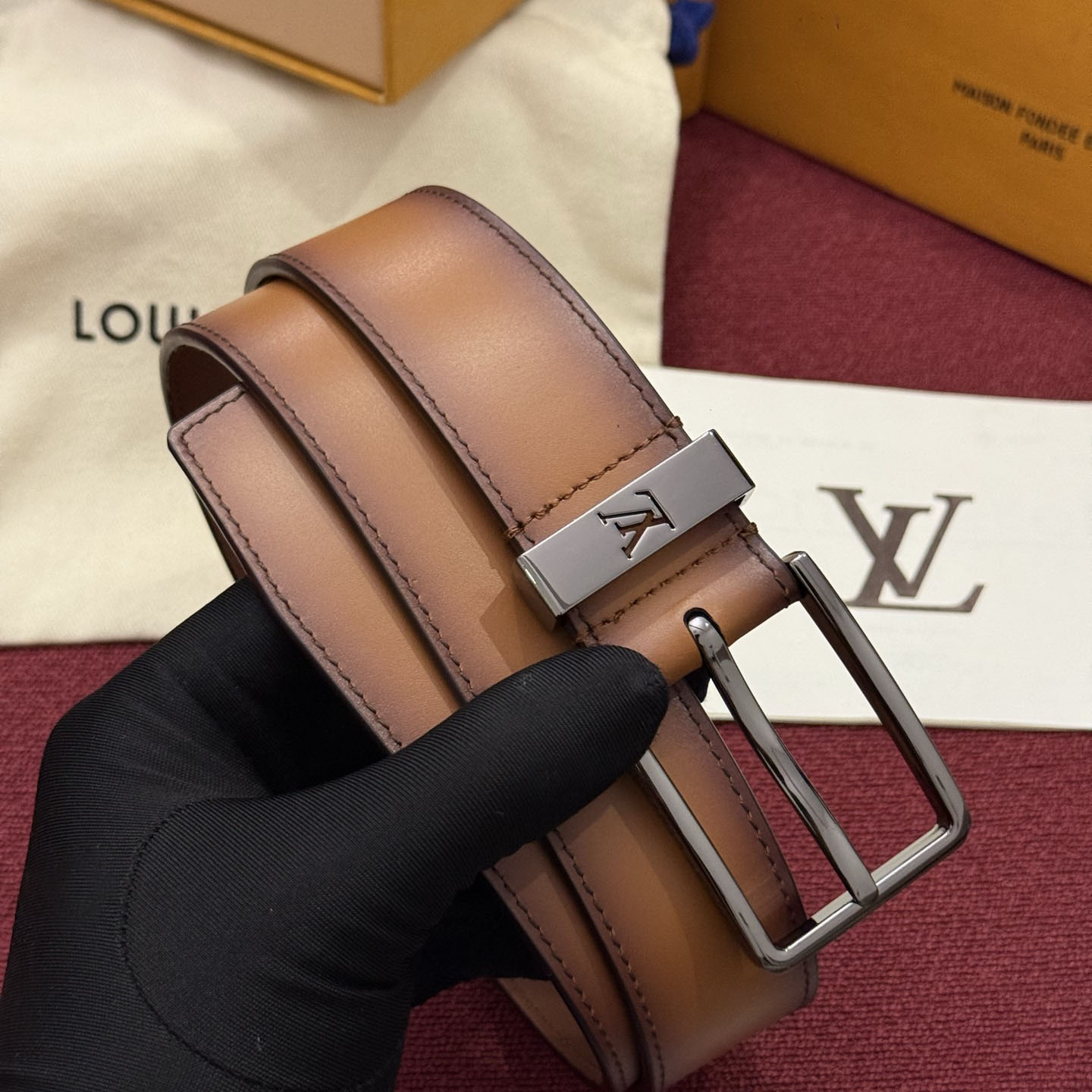 Louis Vuitton Pont Neuf Patinated 35mm Belt - DesignerGu