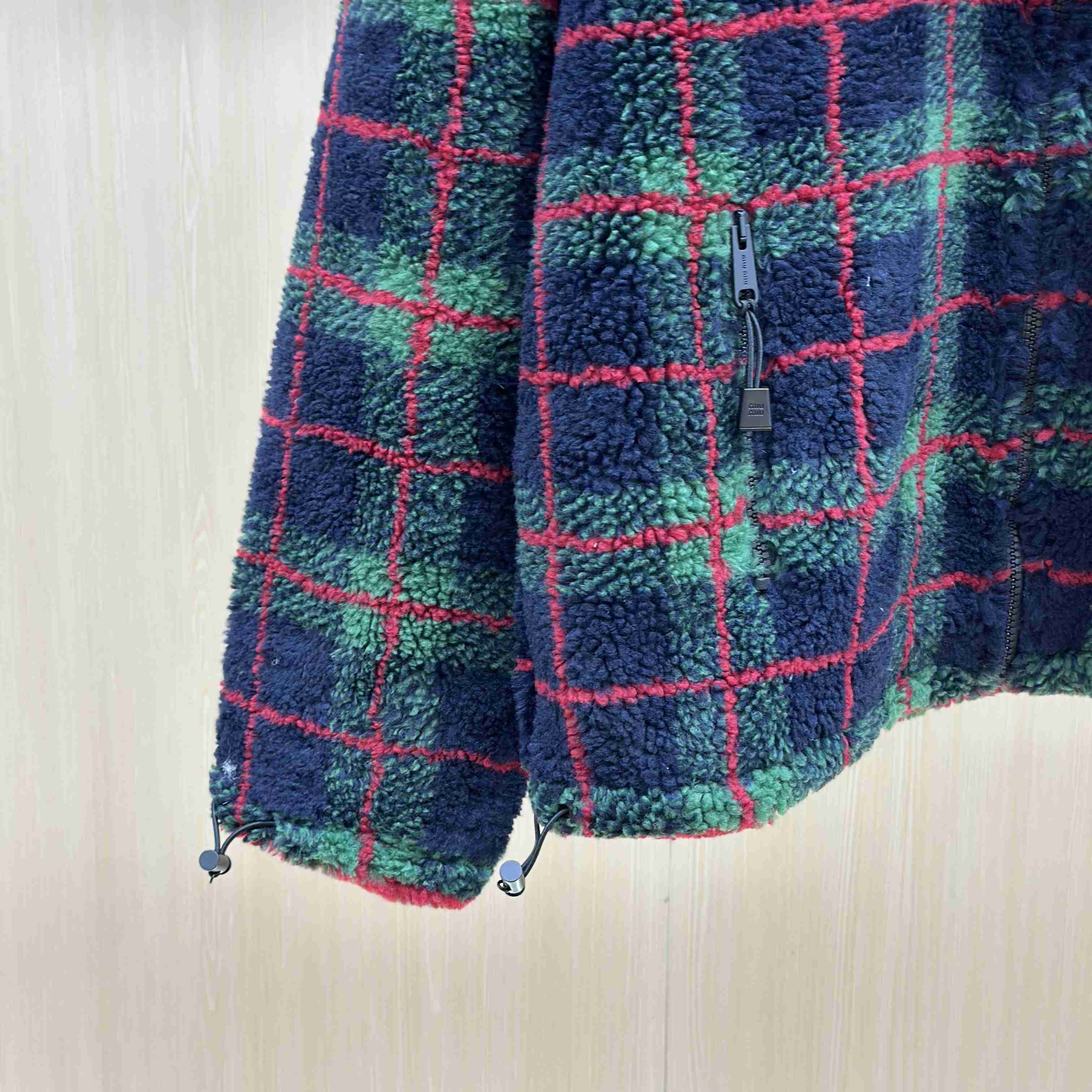 Miu Miu Checked Teddy Jacket - DesignerGu