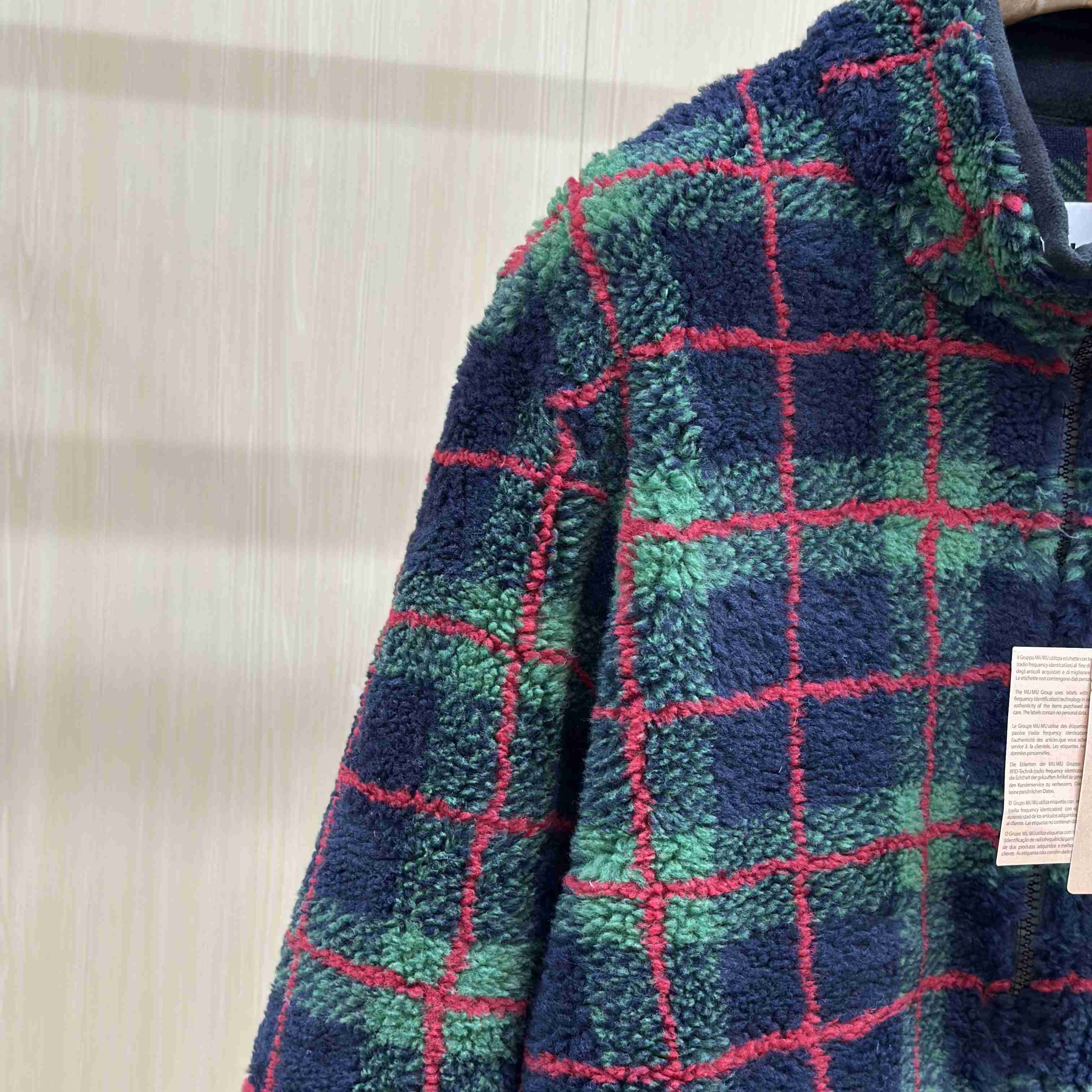 Miu Miu Checked Teddy Jacket - DesignerGu