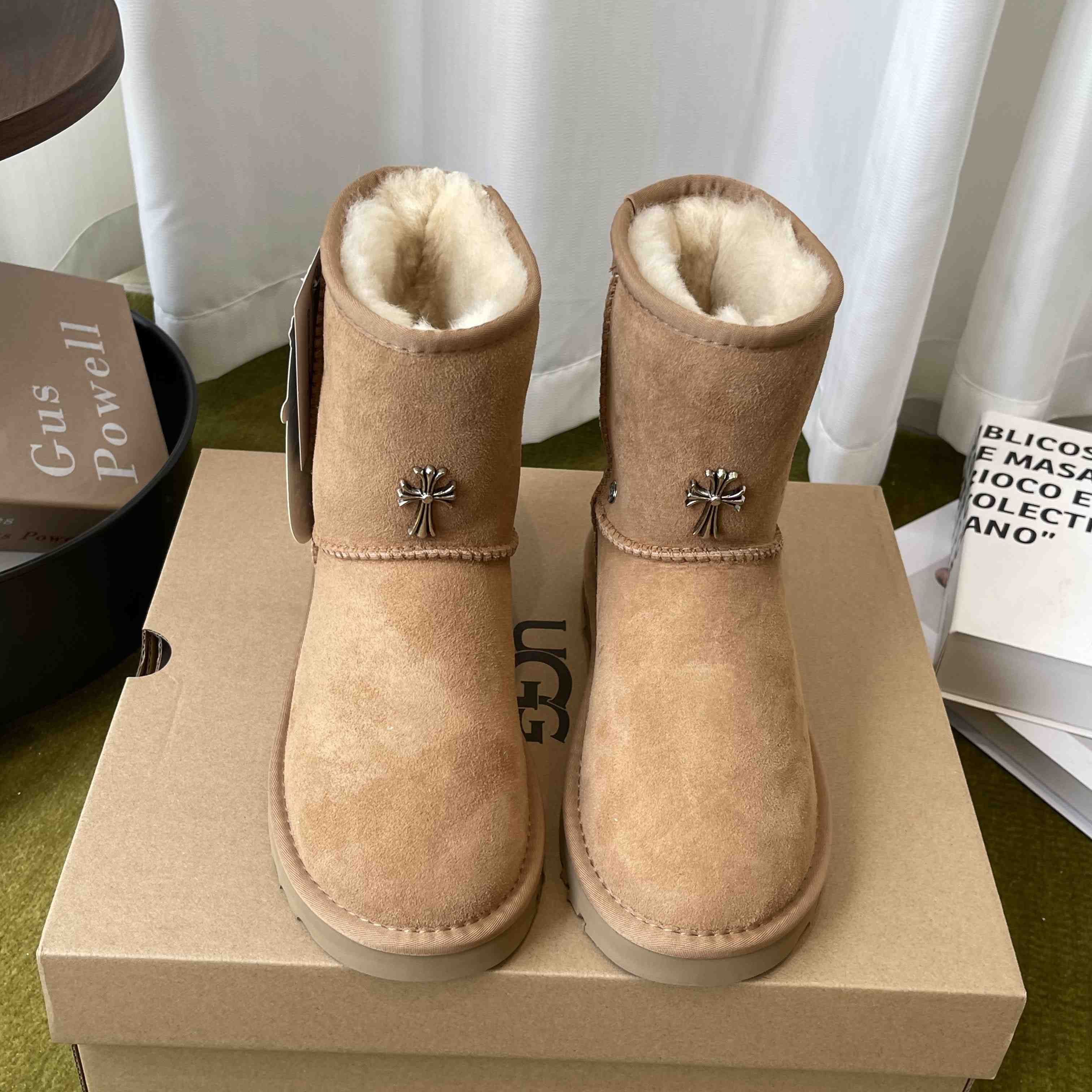 Chrome Hearts Cross Embellished Ugg Boots - DesignerGu