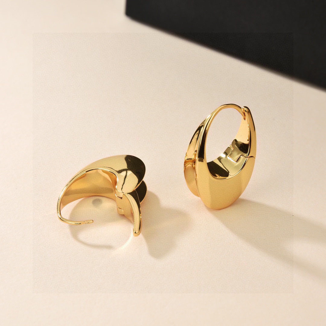 Saint Laurent Double Hoop Earring 'Dore' - DesignerGu