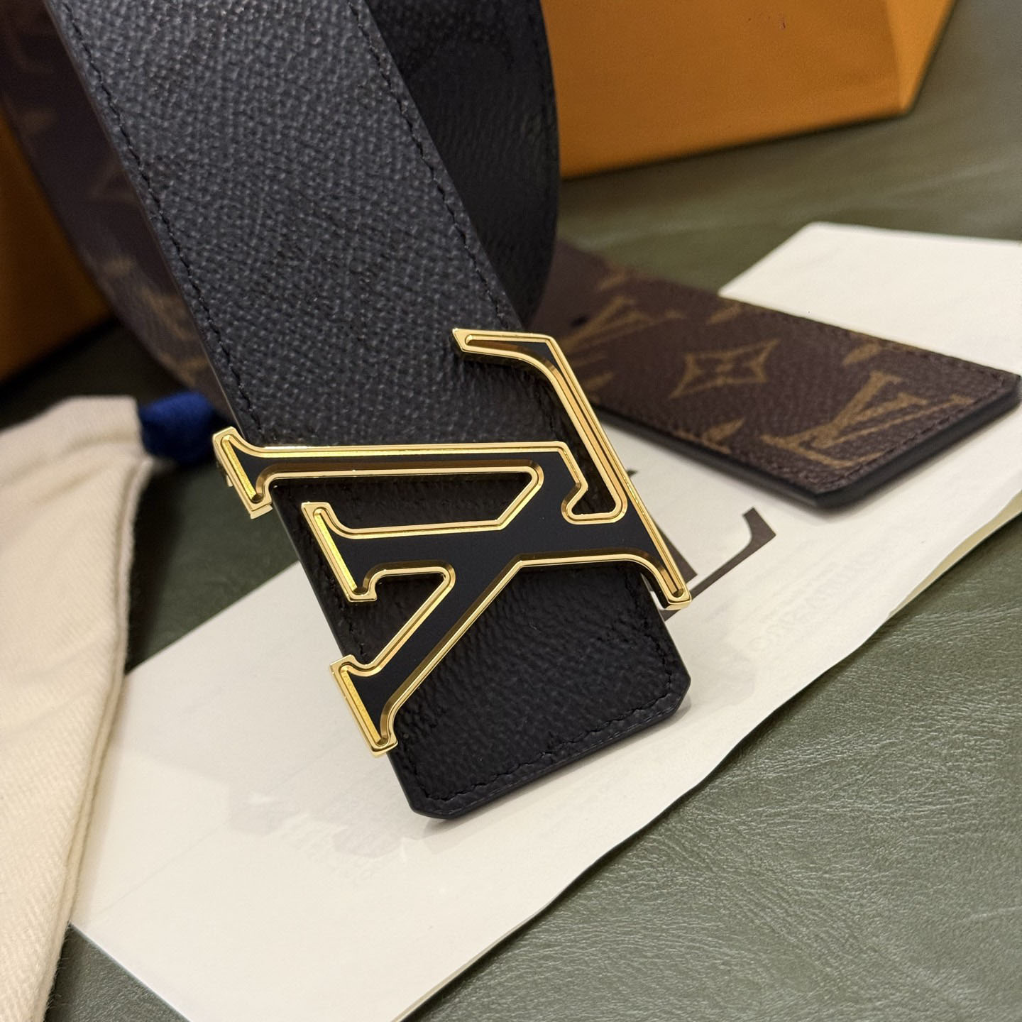 Louis Vuitton LV Initiales Monogram Midnight 40mm Reversible Belt  - DesignerGu