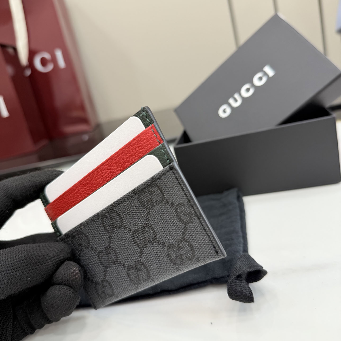 Gucci Card Case With Web Card Slots A0071B - DesignerGu