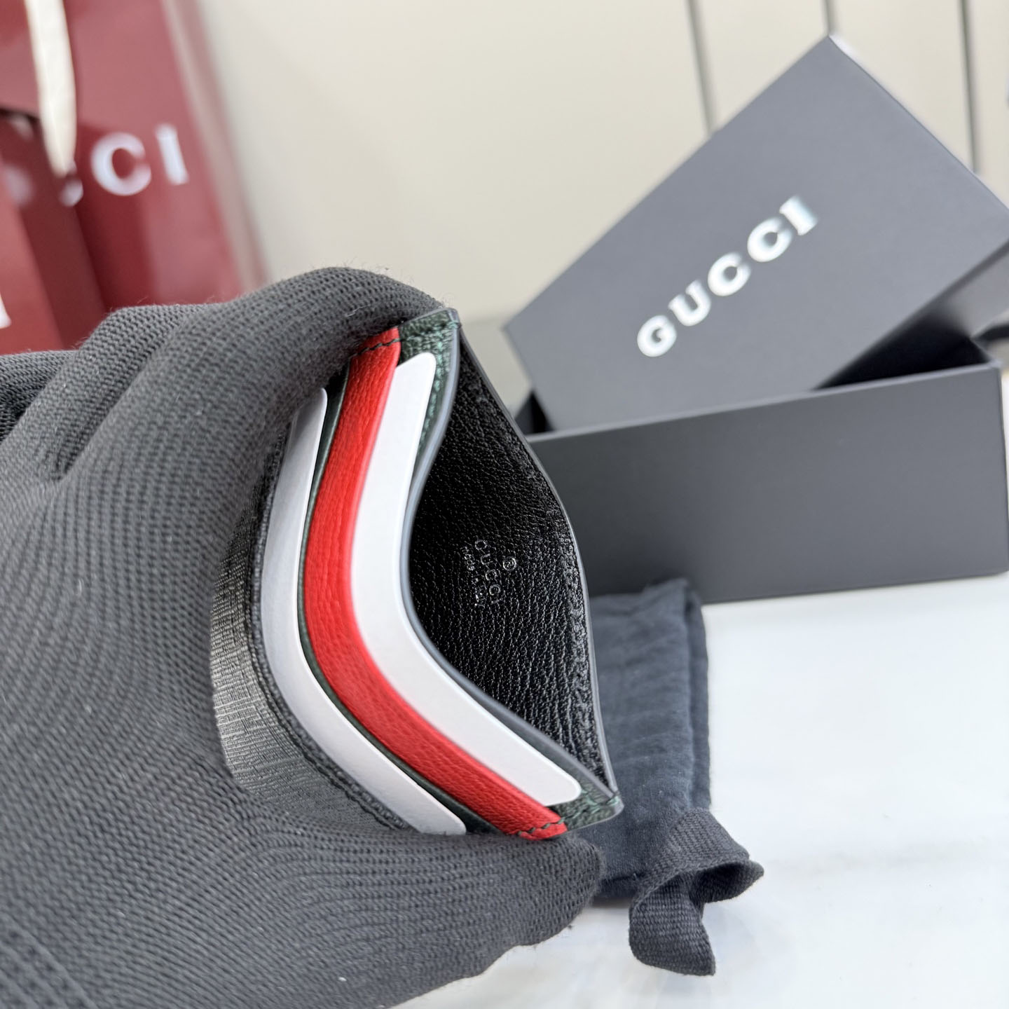 Gucci Card Case With Web Card Slots A0071B - DesignerGu