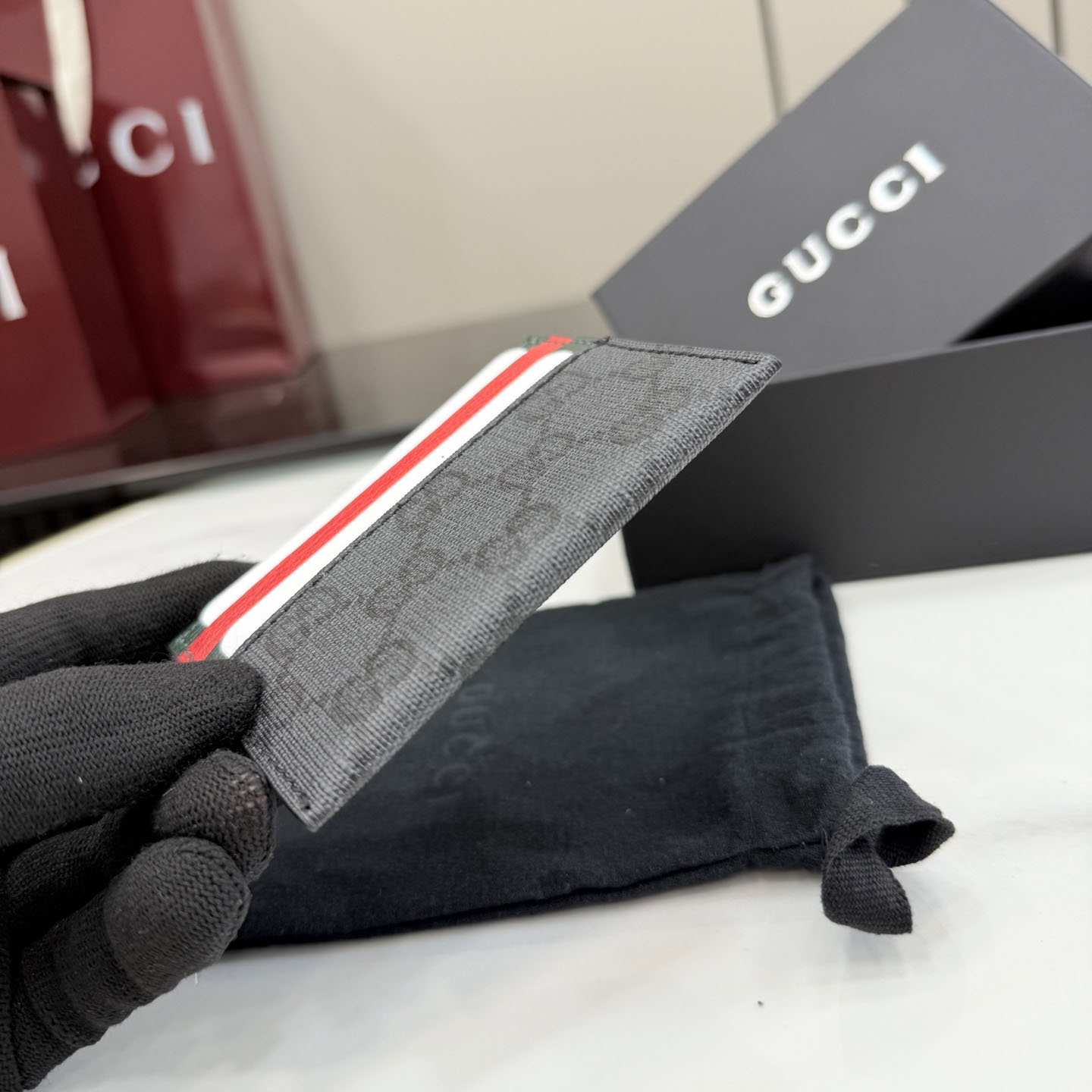 Gucci Card Case With Web Card Slots A0071B - DesignerGu