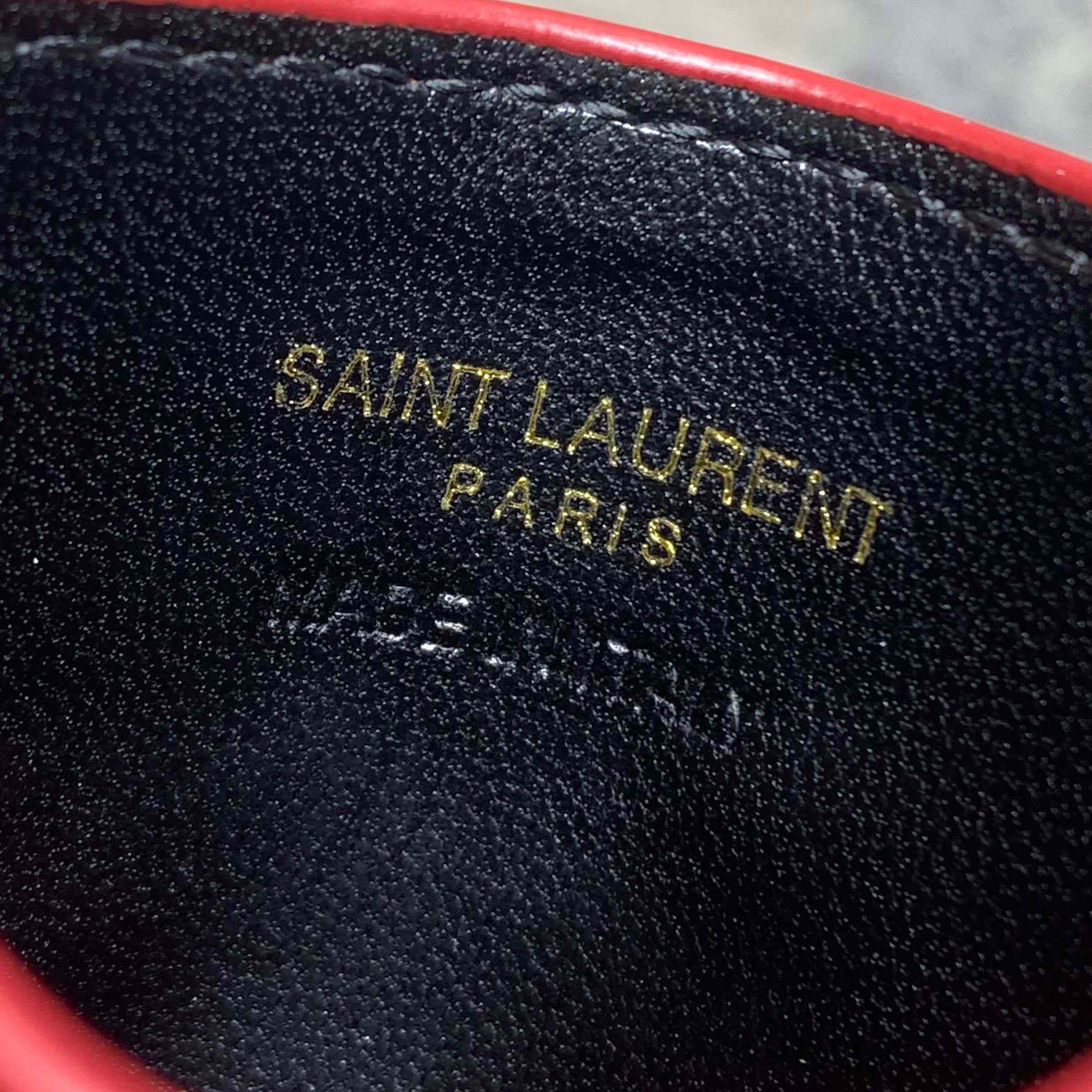 Saint Laurent Cassandre Matelasse Card Case In Grain Dde Poudre Leather - DesignerGu
